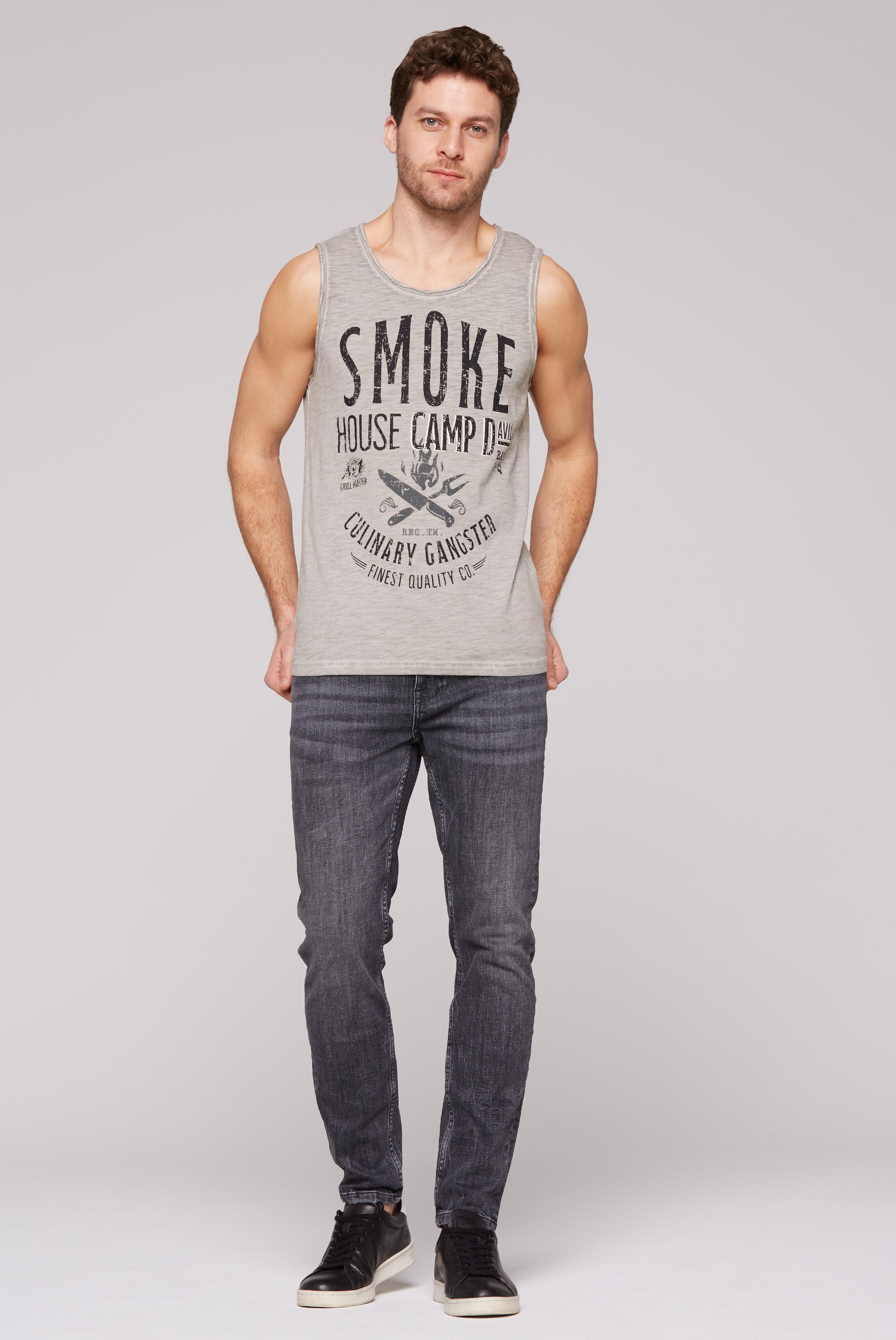 CAMP DAVID Tanktop, mit offenen Kanten an den Ausschnitten