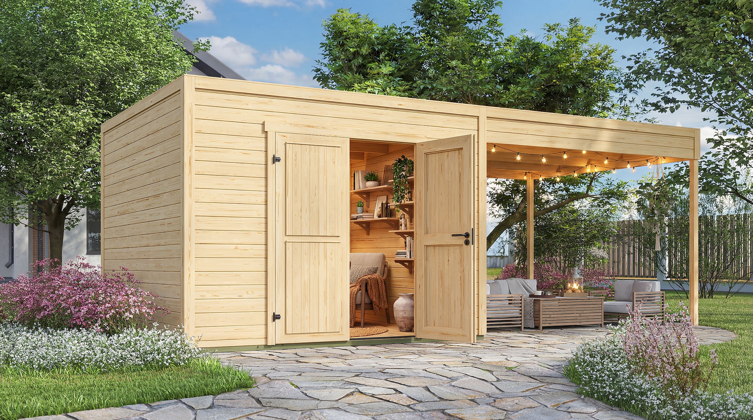 weka Gartenhaus "Batu 3 mit Anbau"