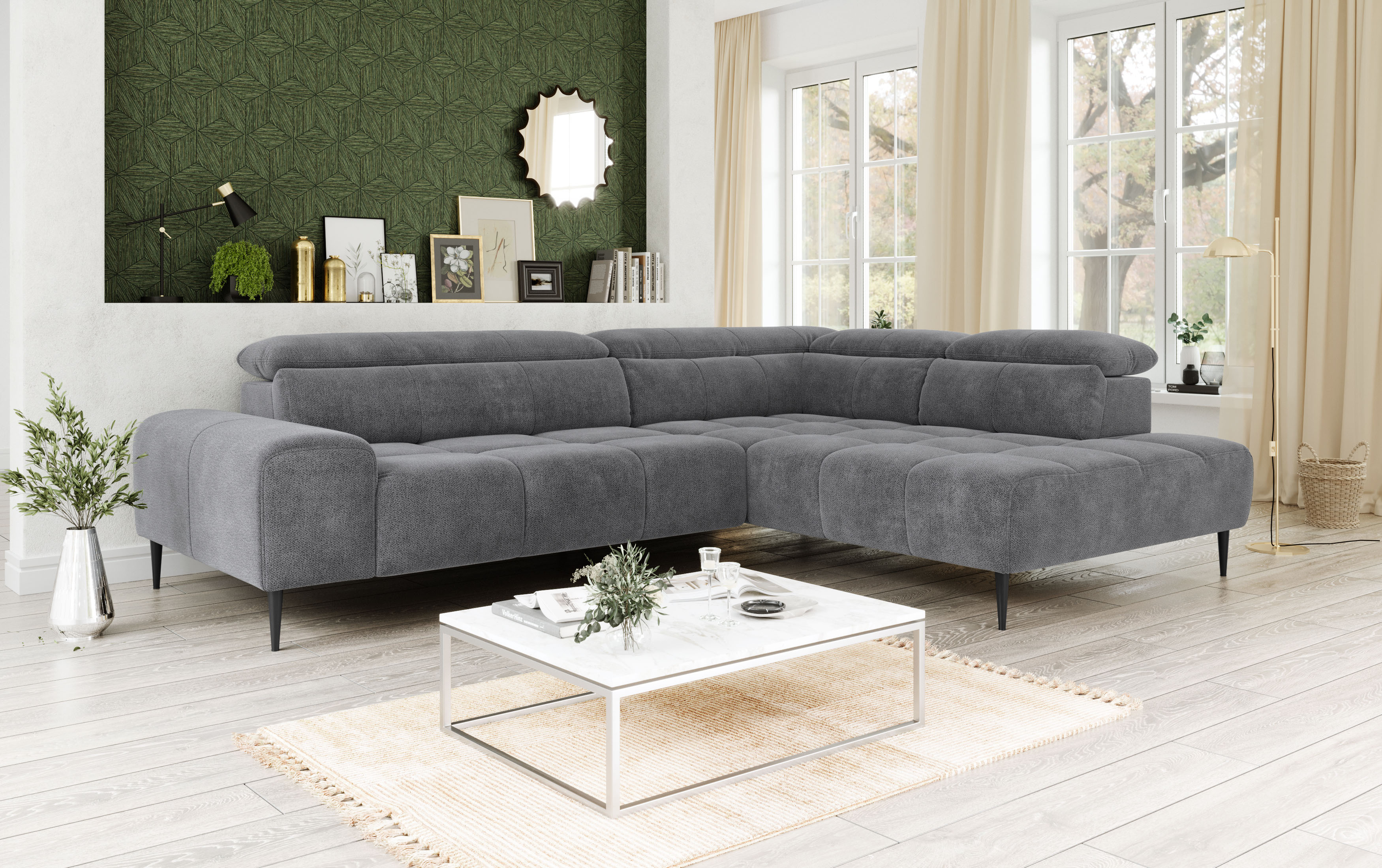 OTTO home Ecksofa "Theo L-Form, B: 298 cm" mit Kopfteilverstellung, optional Sitztiefenverstellung