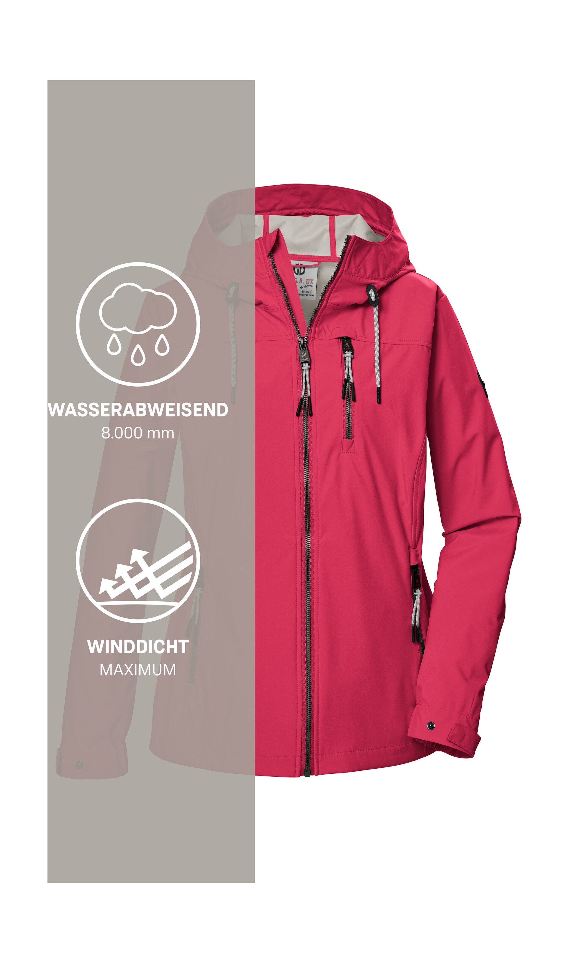 G.I.G.A. DX by killtec Softshelljacke »GS 74 WMN SFTSHLL JCKT« Damen Softshelljacke, wasserabweisend, winddicht, pflanzenbasiert