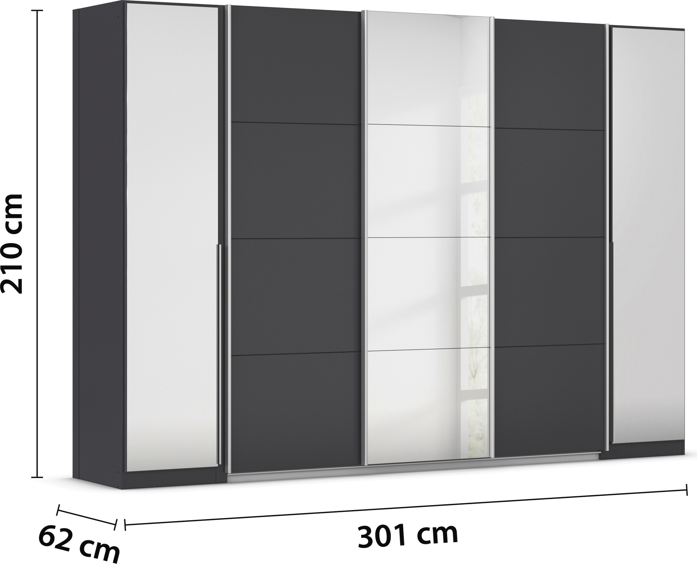 rauch Schwebetürenschrank »Agordo«, (im angesagten Mix aus Dreh- und Schwebetüren), optional mit Spiegel und zwei Griff-Farben MADE IN GERMANY