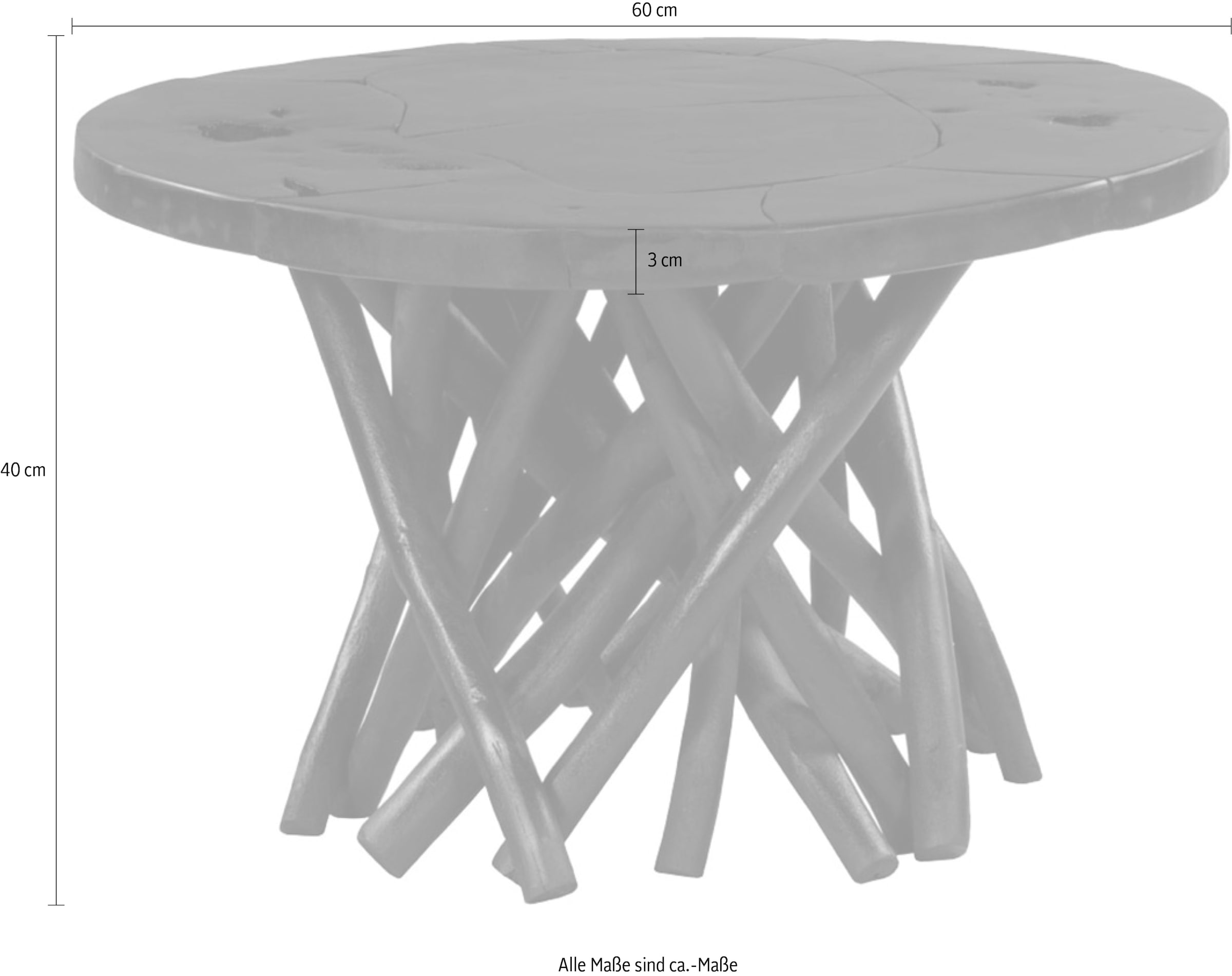 Kayoom Beistelltisch »Radix 625, hochwertiges Teakholz, Natur-Design«, (1 St.), Hochwertiges Teakholz, stabile Bauweise, detailreiche Handarbeit