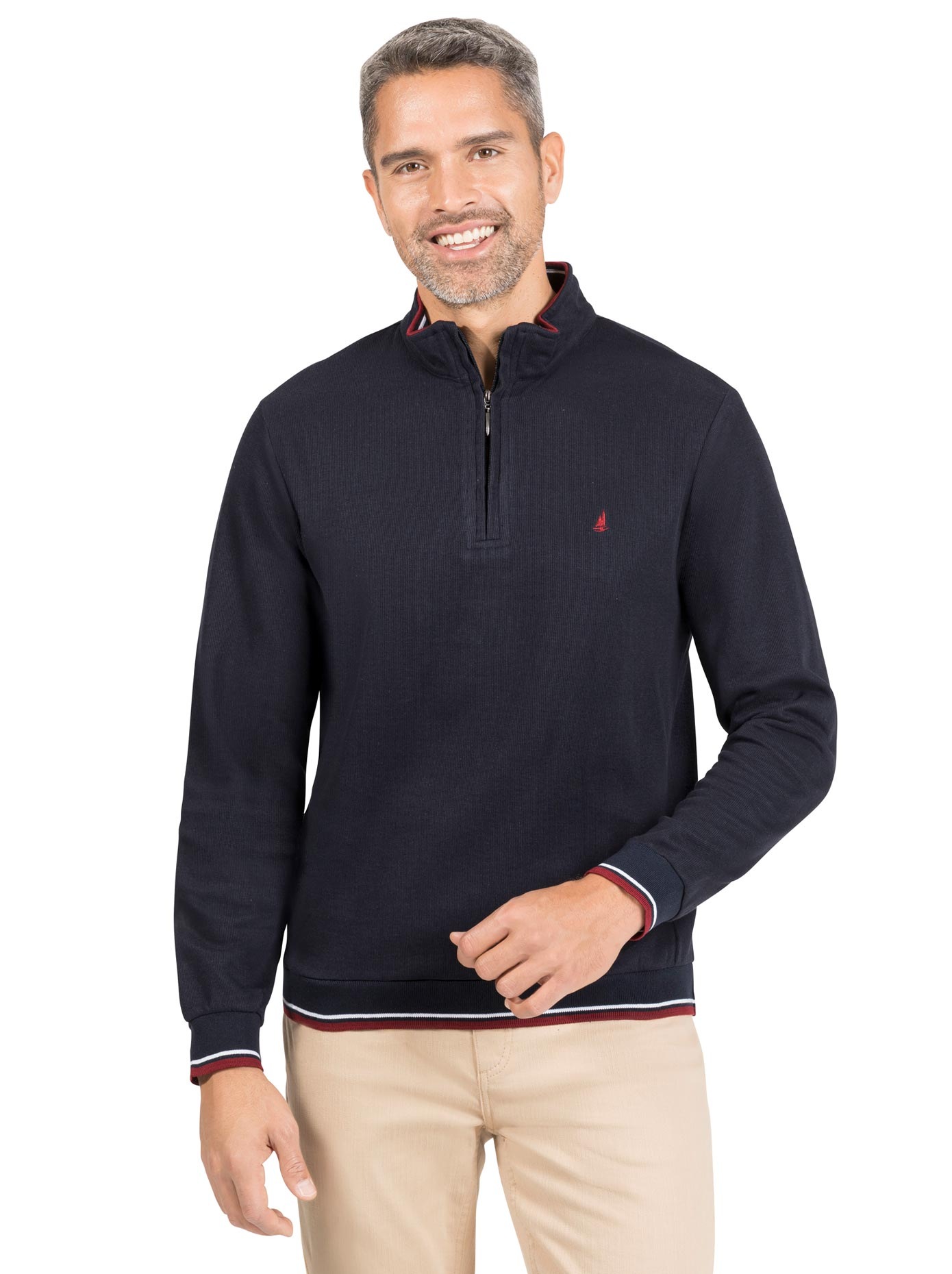 Washable-Cashmere Half-Zip Sweater