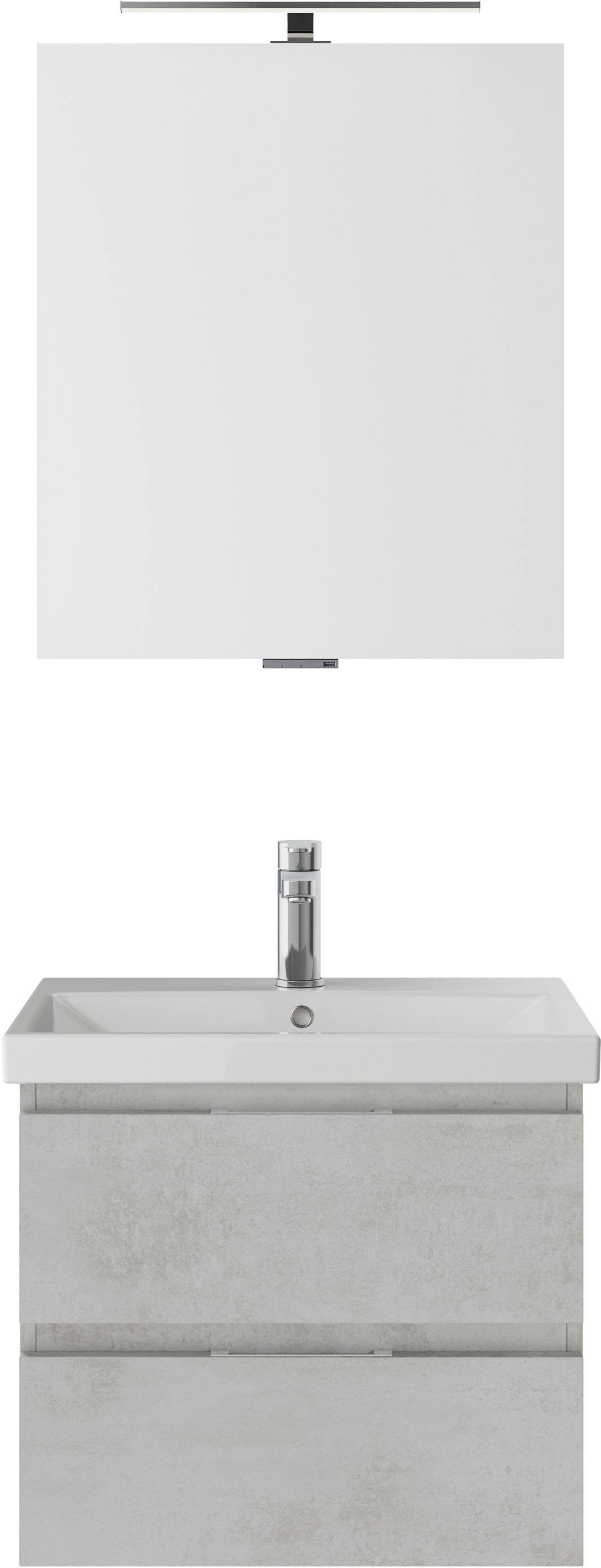 Saphir Badmöbel-Set »Serie 4035 2-teilig, Keramikwaschtisch mit LED-Spiegel, 60 cm breit«, (Set), Badezimmer-Set inkl. Schubladen-Dämpfer, 2 Schubladen, Waschplatz