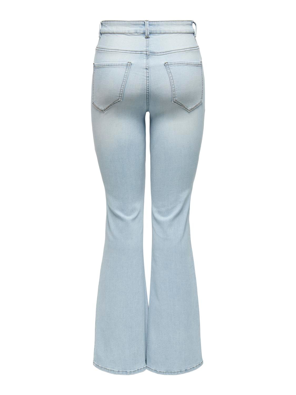 Bootcut-Jeans ONLY "ONLLUSH MW RETRO FLARED DNM", Damen, Gr. XL, Länge 32, light blau denim, Denim/Jeans, Obermaterial: 64% Baumwolle, 31% Polyester, 3% Viskose, 2% Elasthan, unifarben, bootcut fit lang, Jeans, Materialmix, bootcut fit, Regular Waist, Ret 3