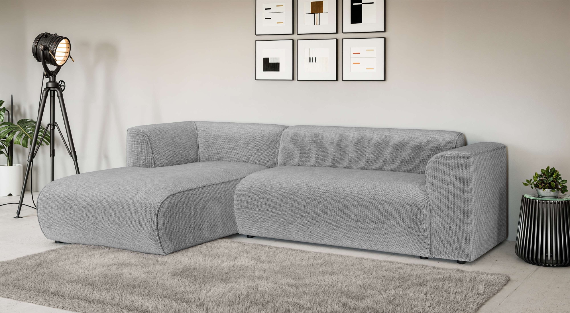 Home affaire Ecksofa "GENTON L-Form (257 cm), zeitlos & stilvolles Design," Aufwendig gepolstert, in Cord, Chenille und Struktur