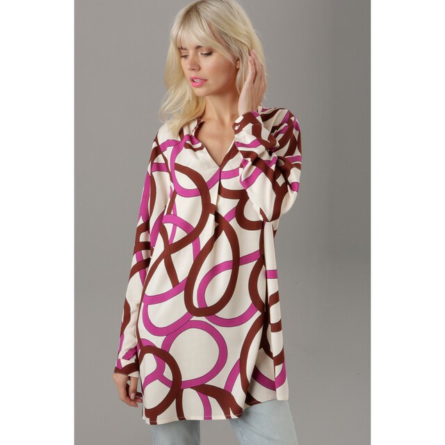 Aniston SELECTED Longbluse, mit verschlugenem Allover-Print - NEUE  KOLLEKTION bestellen | BAUR