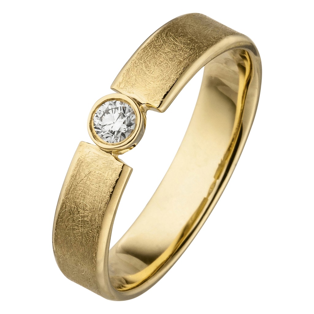 JOBO Fingerring 585 Gold eismatt mit Diamant 0 10 ct.
