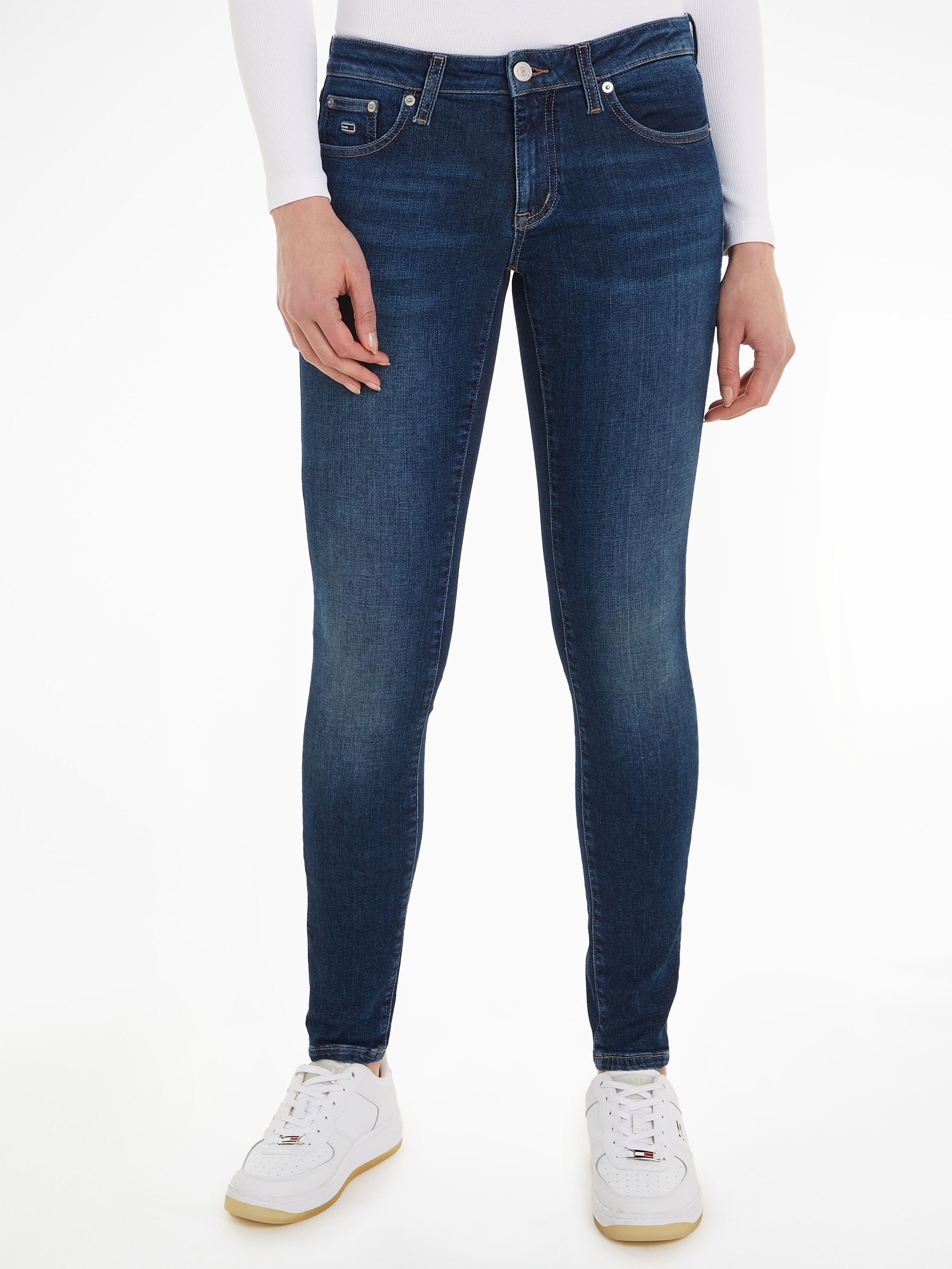 Tommy Jeans Slim-fit-Jeans »Skinny Jeans Marken Low Waist Mittlere Leibhöhe«, mit Faded-Out Effekten