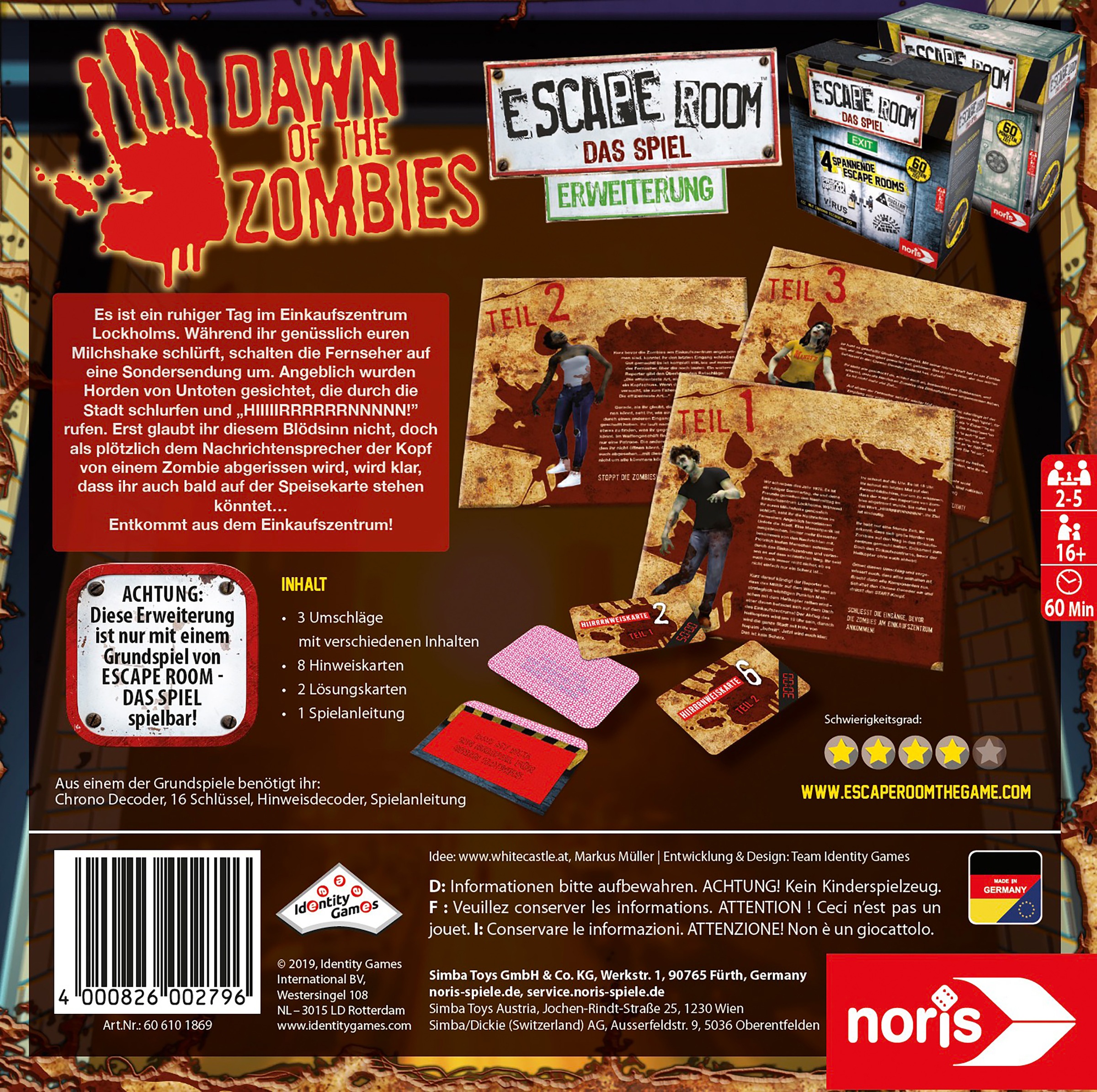 Noris Spiel »Erweiterungsspiel, Escape Room: Dawn of the Zombies«, ; Made in Germany