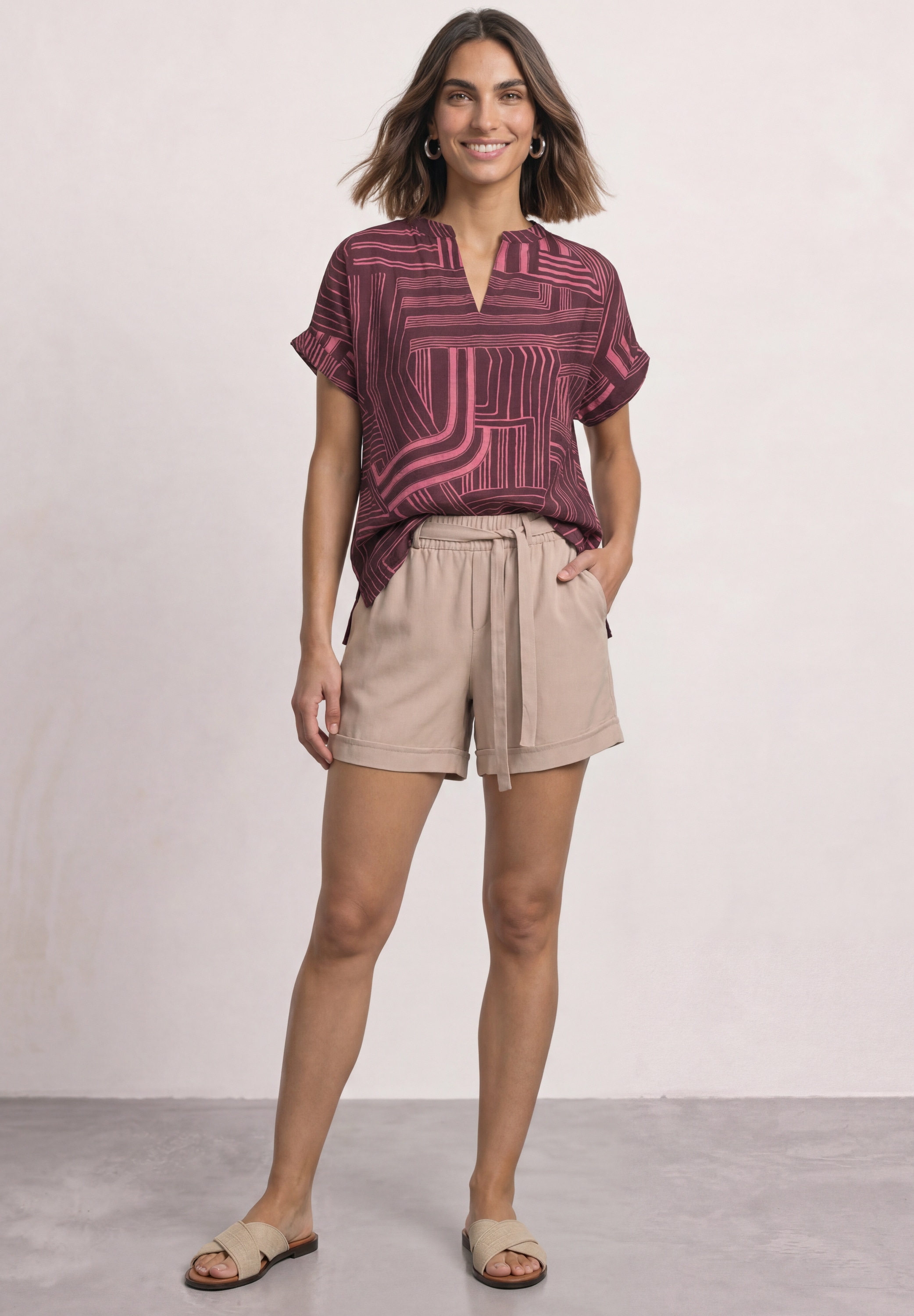 STREET ONE Print-Shirt mit Materialmix