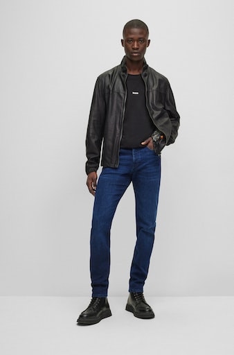 Leder-Badge BAUR | Regular-fit-Jeans ORANGE mit kaufen BOSS ▷ »Taber BC-P-1«,