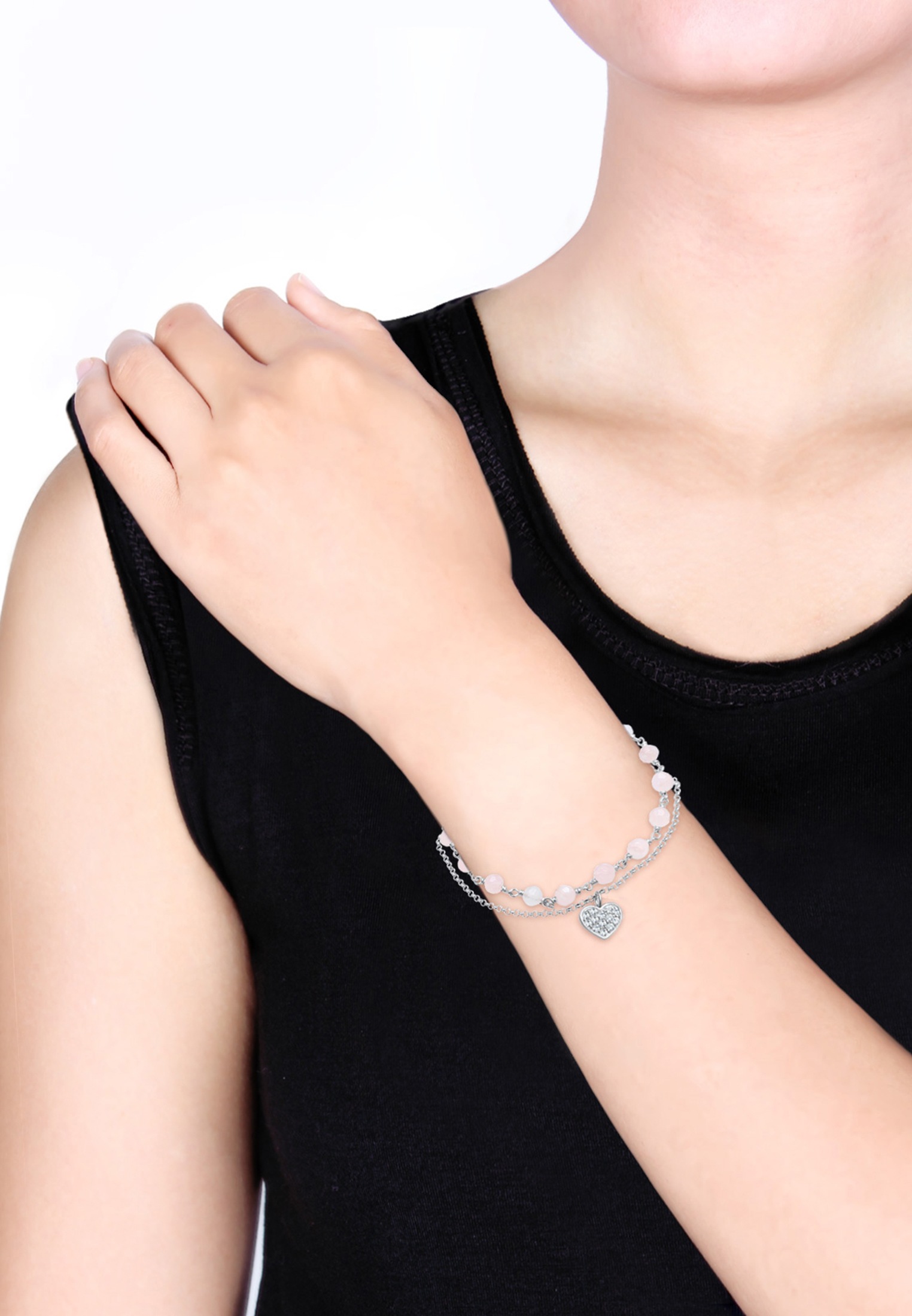 Elli Armband »Herz Kugel Kristalle 925 Silber«