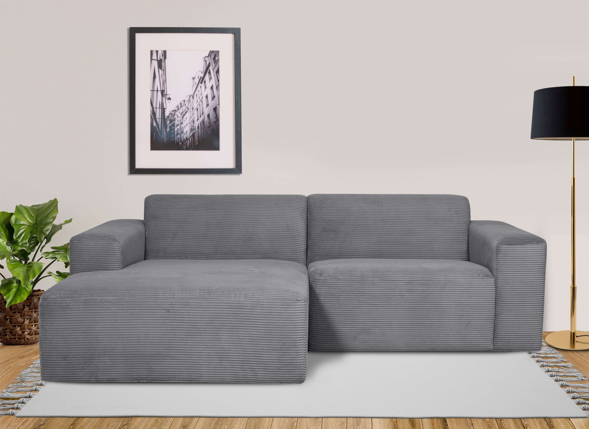 INOSIGN Ecksofa »Koa,228cm, L-Form, Modulsofa, Webstoff, Cord«, Designsofa, weicher Lounge-Sitzkomfort, Welleunterfederung, bodentief