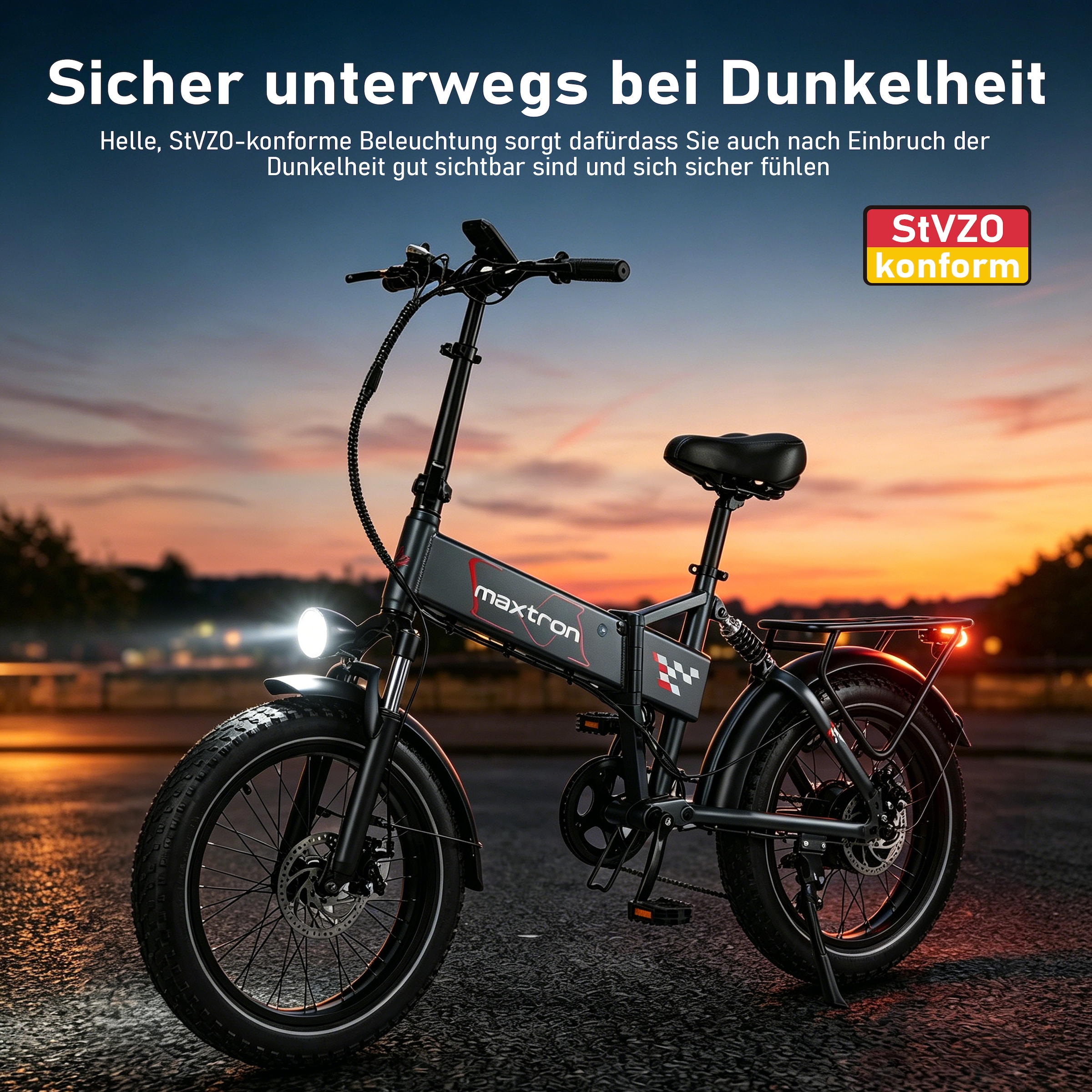 Maxtron »Maxtron Polaris 20-Zoll Elektro-Fatbike« 7 Gang Shimano Kettenschaltung Heckmotor 250 W Packung,  mit 60 Nm Power – perfekt für City-Pendler