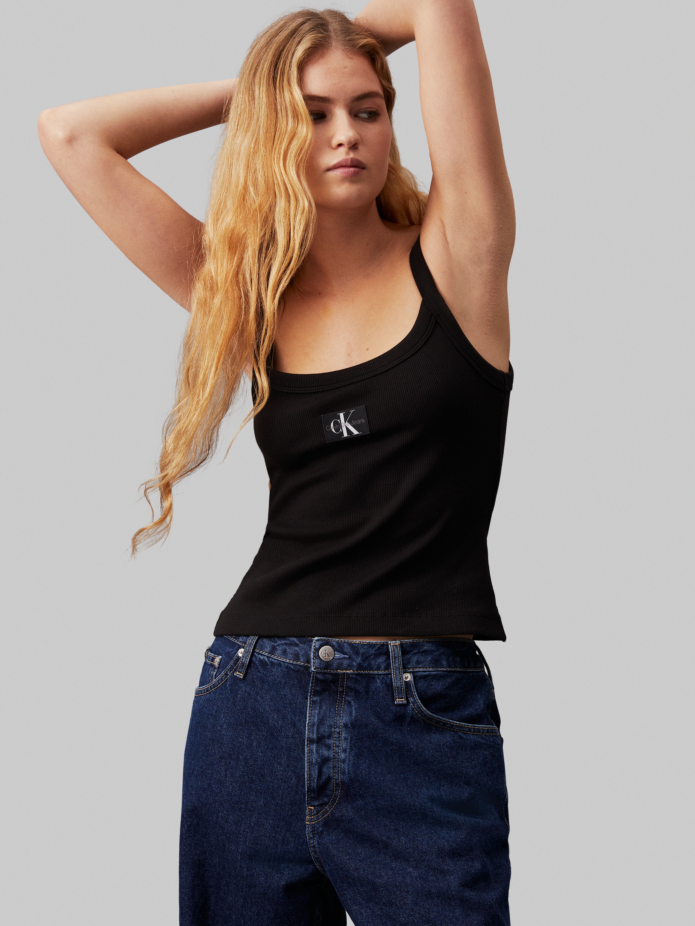 Calvin Klein Jeans Spaghettitop »WOVEN LABEL RIB TANK«, mit Logopatch