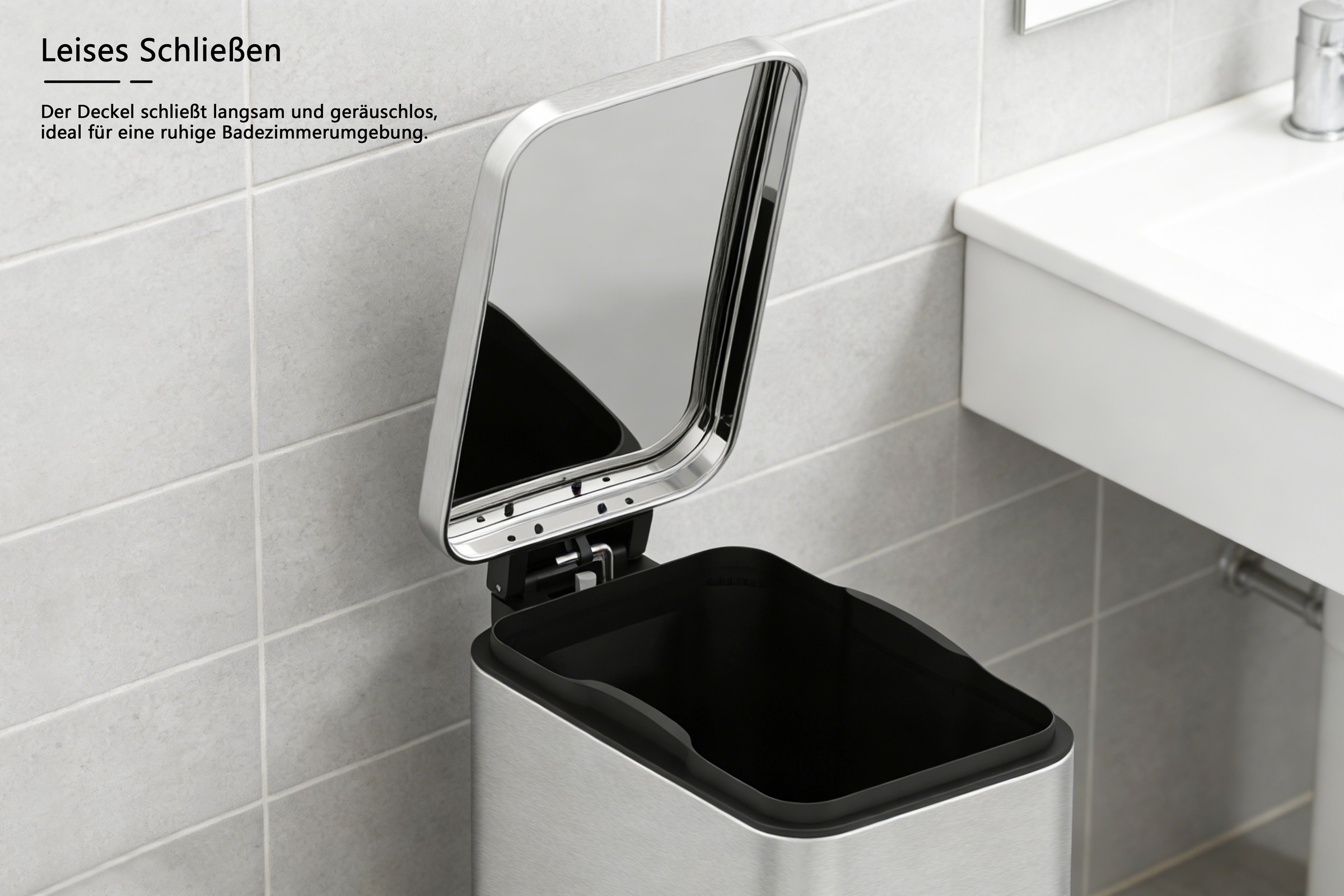 OTTO home Mülleimer »Joonah, mit verzögertem Schließmechanismus, schmal und kompakt« 1 Behälter Nischen-Mülleimer, Treteimer, Kosmetikeimer mit Deckel