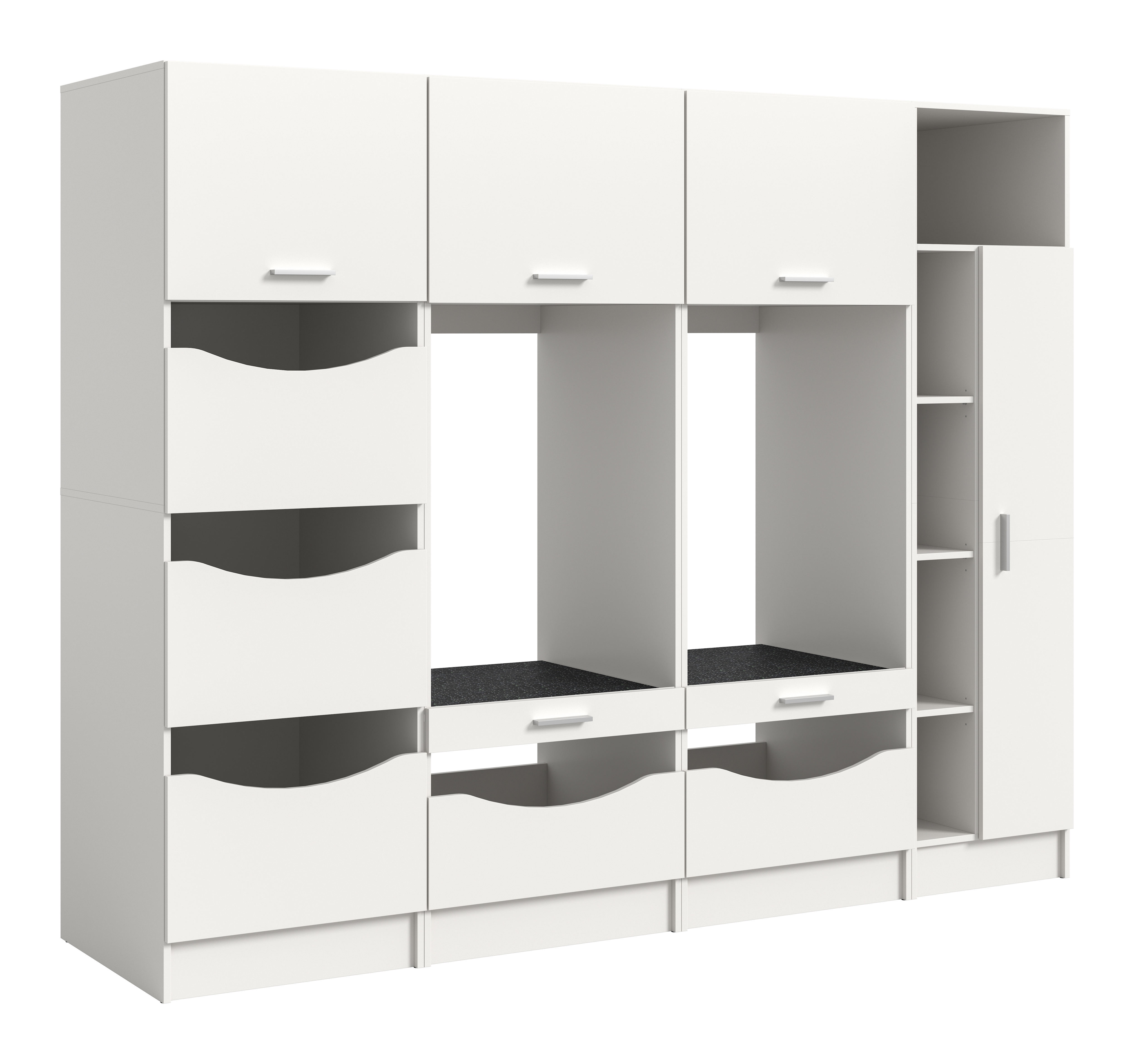 welltime Mehrzweckschrank-Set "FALAS, 4-teilig, Hauswirtschaftsraum Set, Breite 242 cm" 2x Waschmaschinenumbauschrank, 1x Wäscheschrank & 1x Mehrzweckschrank