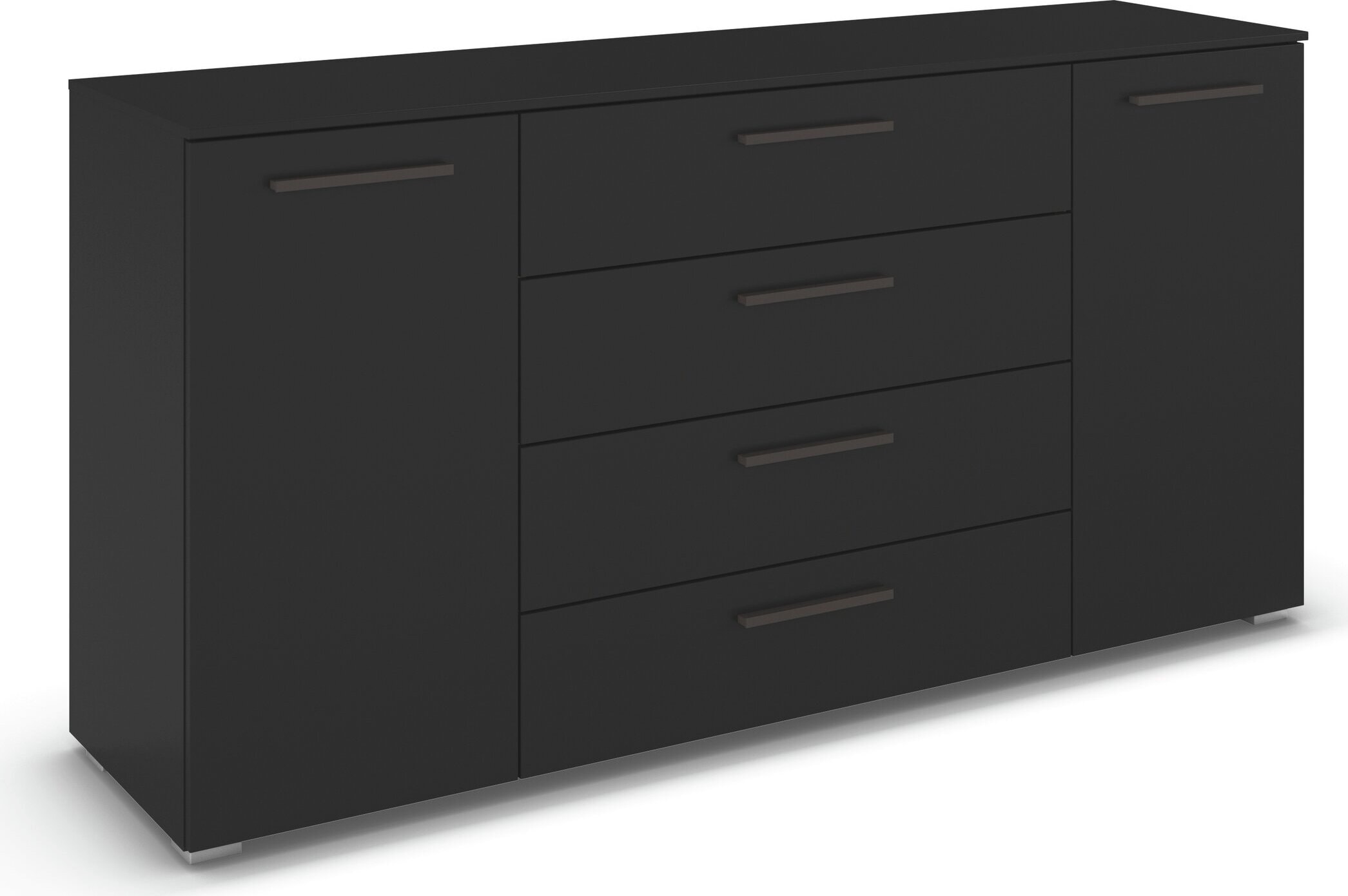 rauch Kombikommode "Sideboard Schubkommode Kommode MONTCLAR Front Dekor/Hochglanz/Glas" Breite 160 / Höhe 81 cm, 2 Einlegeböden, inkl. Soft-Close-Funktion, 2-türig, 4 geräumige Schubladen, viele Griffvarianten MADE IN GERMANY