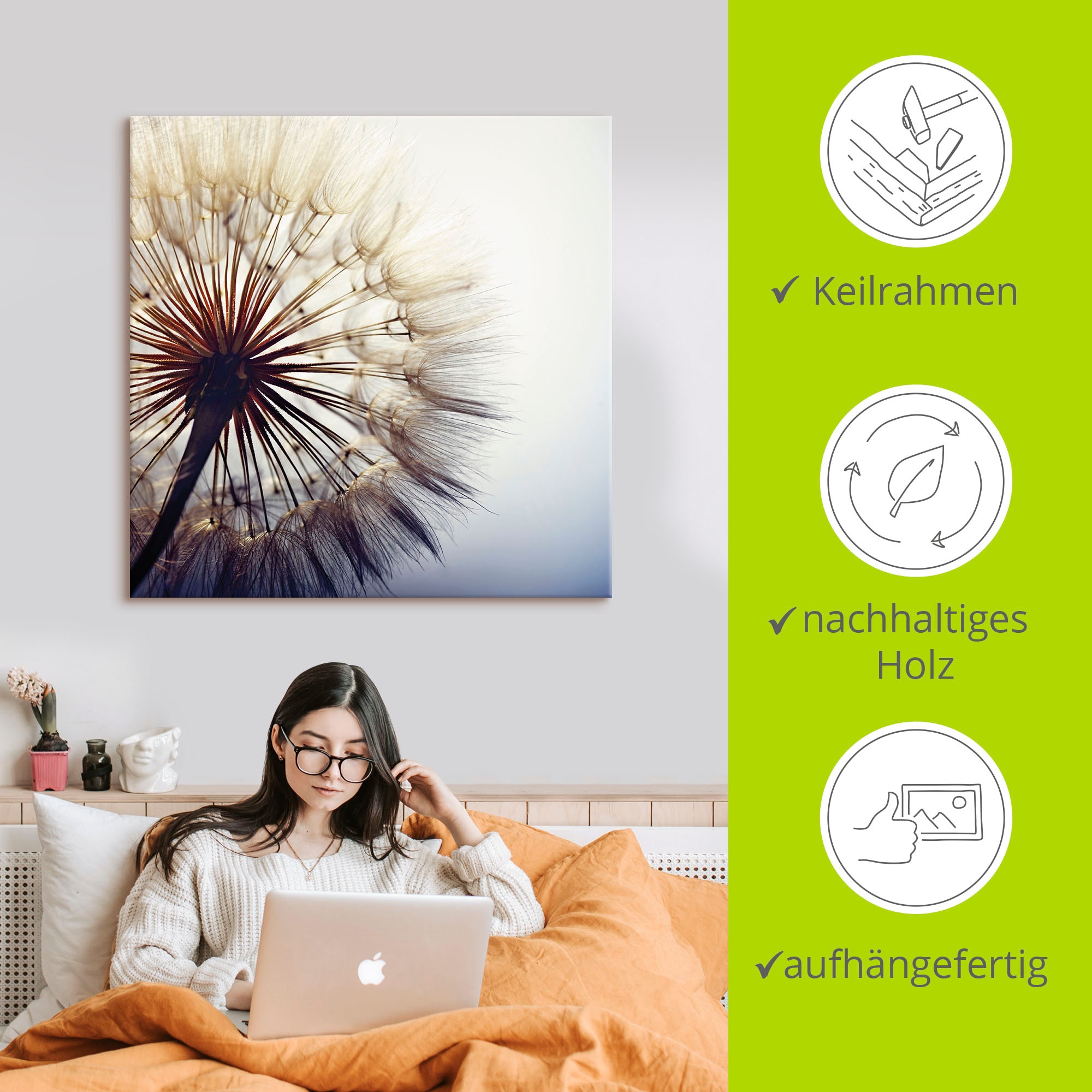 Artland Wandbild »Große Pusteblume«, Blumen, (1 St.), als Alubild, Outdoorbild, Leinwandbild, Poster, Wandaufkleber
