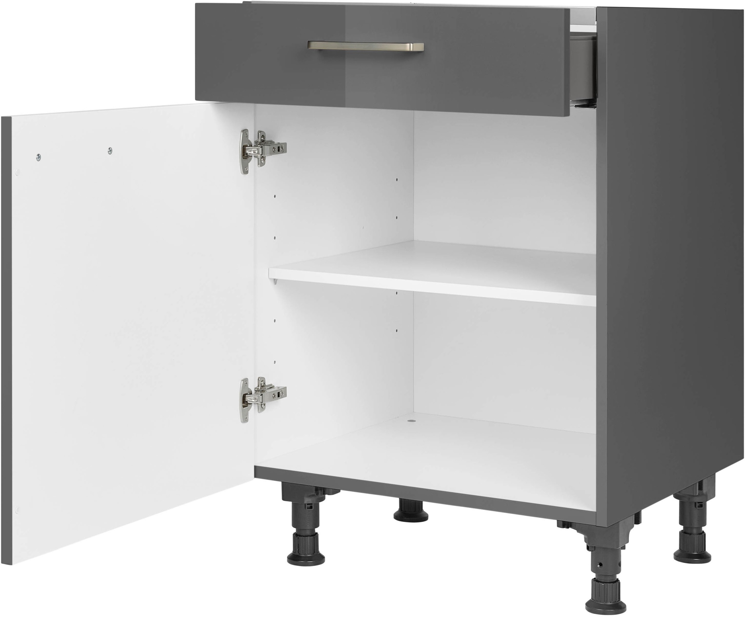 nobilia® Kochfeldumbauschrank »"Flash", mit Schukasten und Tür, Ausrichtung wählbar« vormontiert, Breite 60 cm