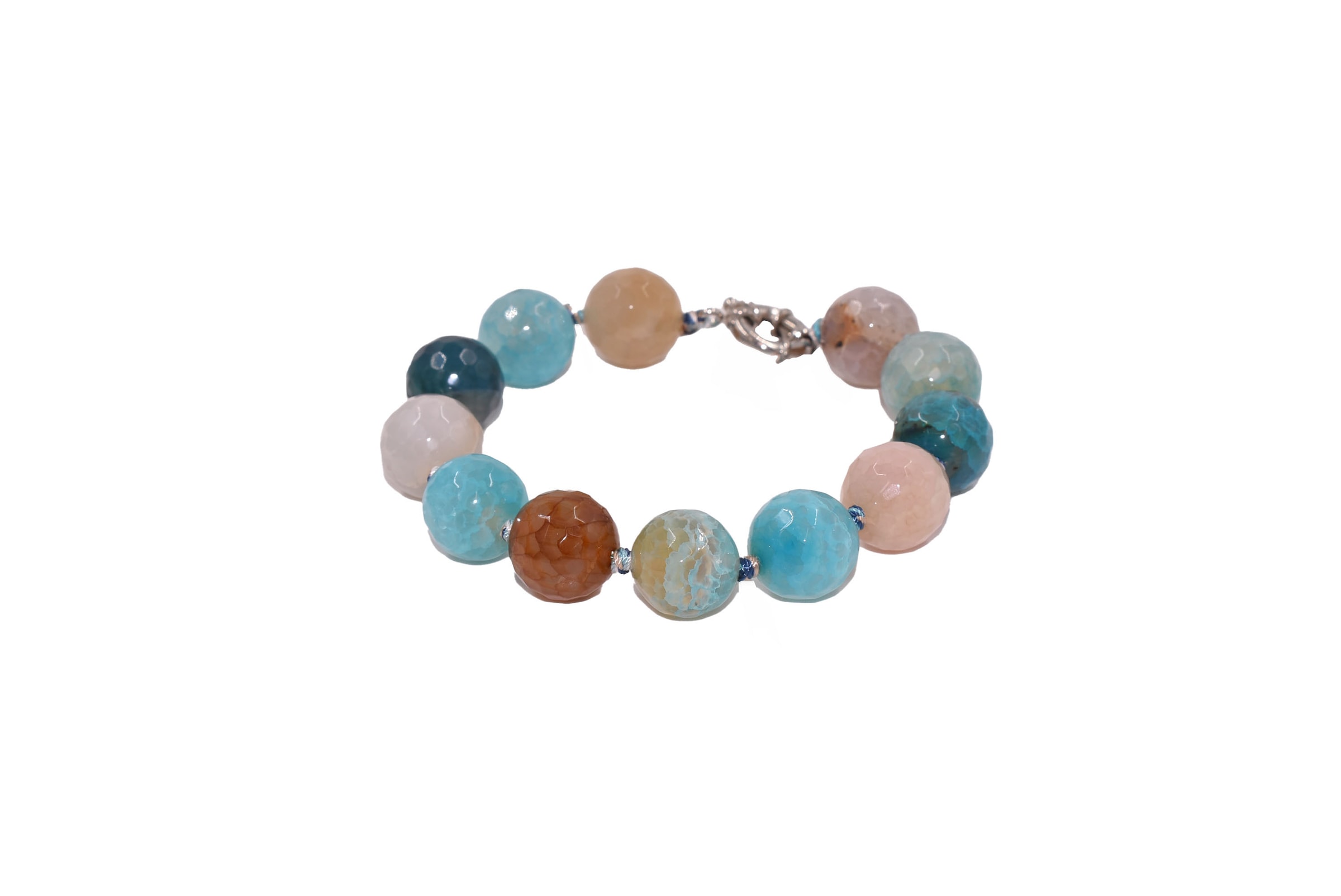 Armband FIRETTI "Schmuck Geschenk Edelstahl Armschmuck Armkette Edelstein", silberfarben, blau, rosa, hellblau, creme, rostbraun, blau, rosa, hellblau, creme, rostbraun, Armbänder, Damen, 20cm, Edelstahl Textil, Edelstahl, Textil, Armband, Made in Germany