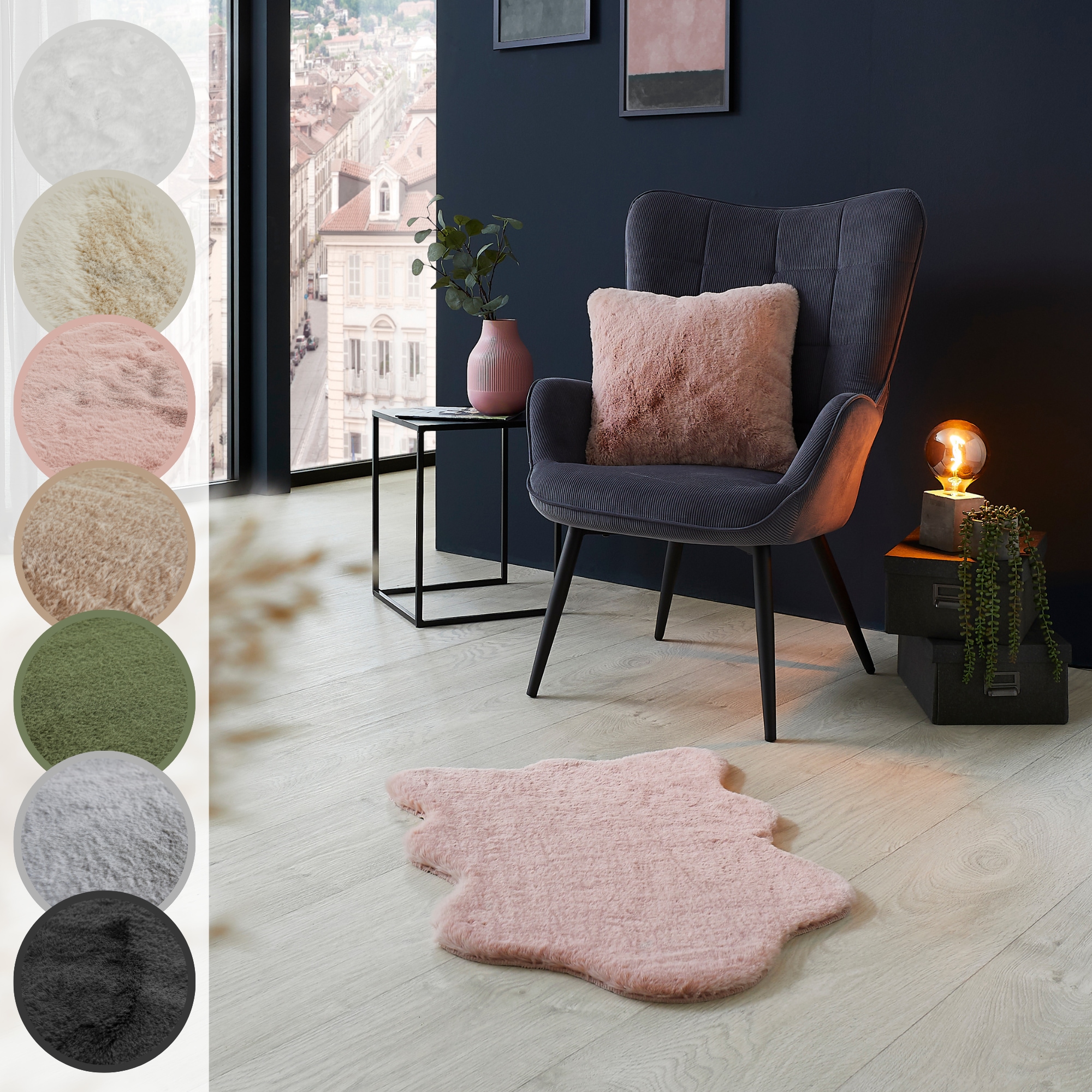 LUXOR living Fellteppich »Novara«, fellförmig, 30 mm Höhe, Kunstfell, weiche Kaninchenfell-Haptik, waschbar, auch als 2er Set