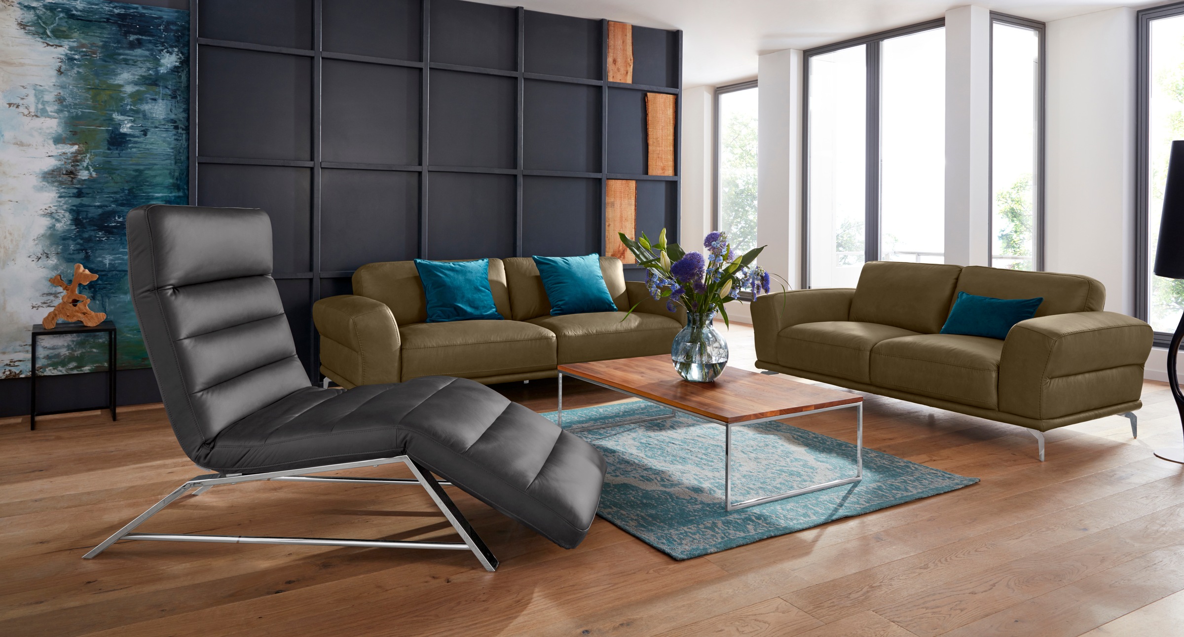 W.SCHILLIG 2,5-Sitzer »montanaa«, mit Metallfüßen in Chrom glänzend, Breite 232 cm
