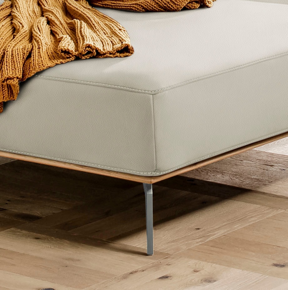 W.SCHILLIG Ecksofa »run, Designsofa mit tollem Sitzkomfort, bequem, L-Form«, mit elegantem Holzsockel, Füße in Silber matt, Breite 299 cm