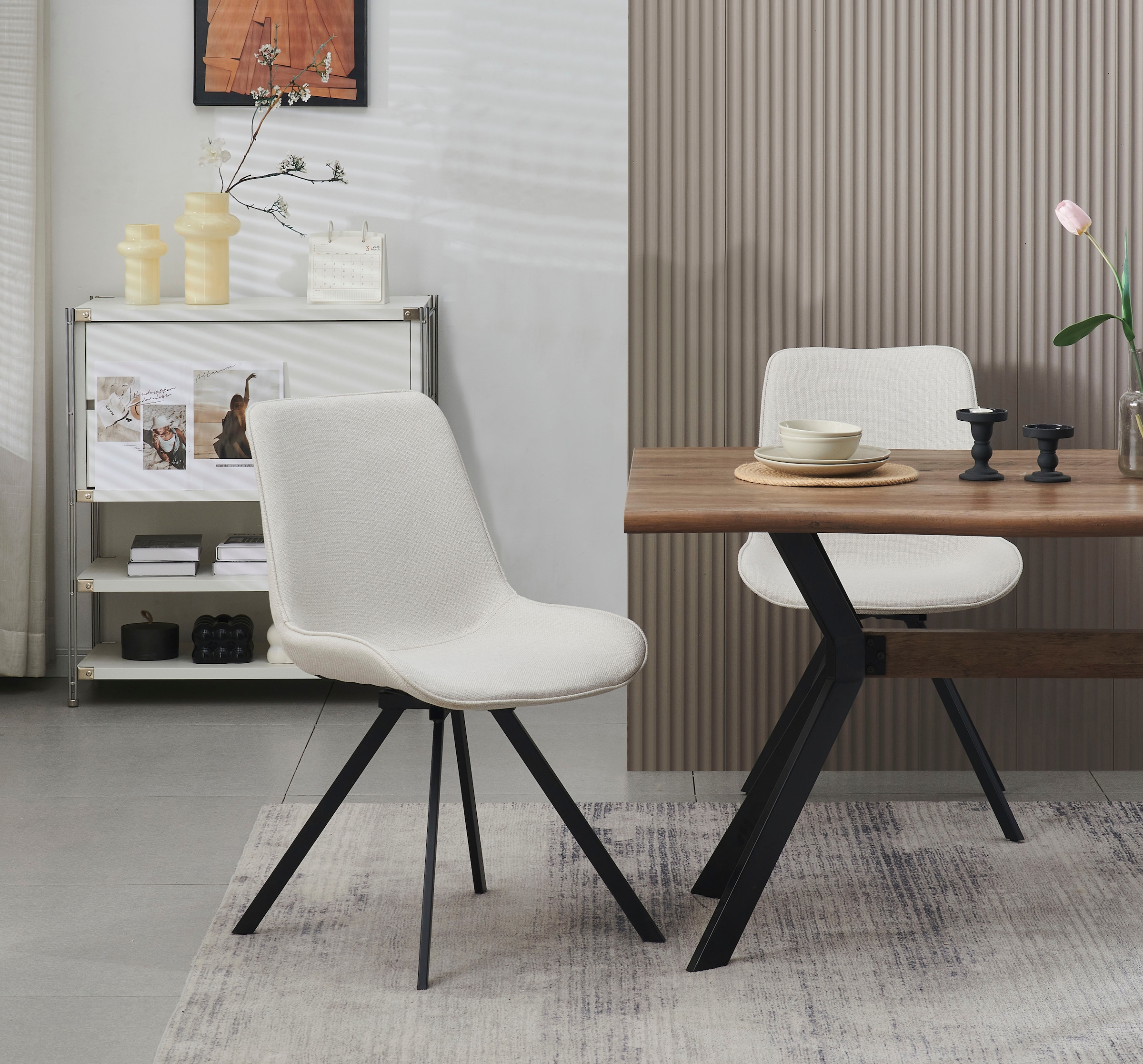 Home affaire Drehstuhl "INUVIK, 2er Set, mit Metallgestell in matt schwarz" (Set) 2 Stk.in verschiedenen Farben, Belsatbarkeit pro Stuhl 120 kg, 360 drehbar