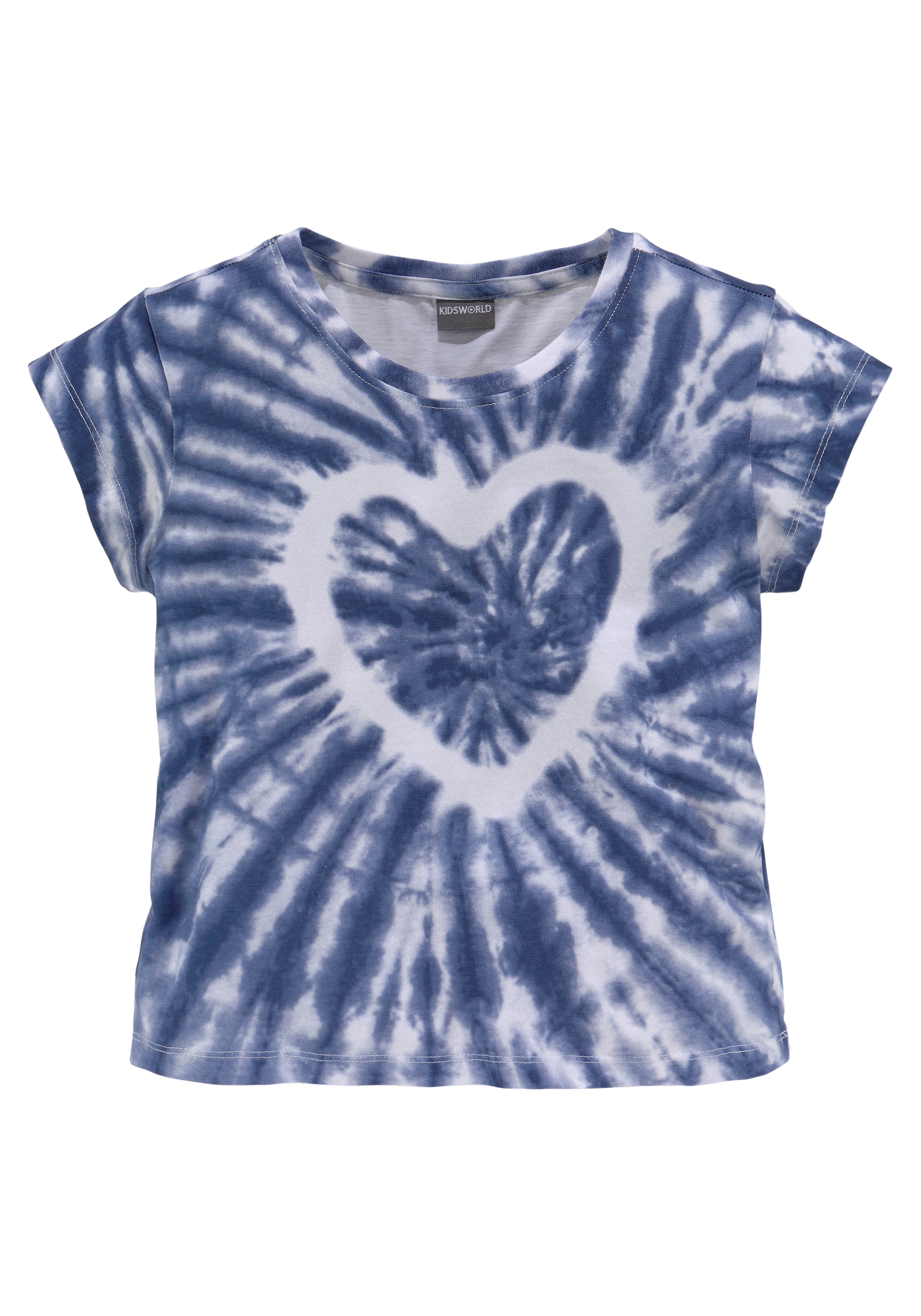 KIDSWORLD T-Shirt »Herz Batik«, kurze bestellen modische Form | BAUR