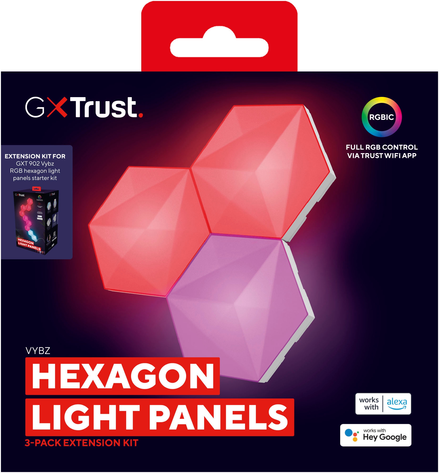 Trust Flächenleuchte »GXT 903 VYBZ 3er-Erweiterungsset für sechseckige RGB Lichtpaneele«, (Packung, 3 St.)