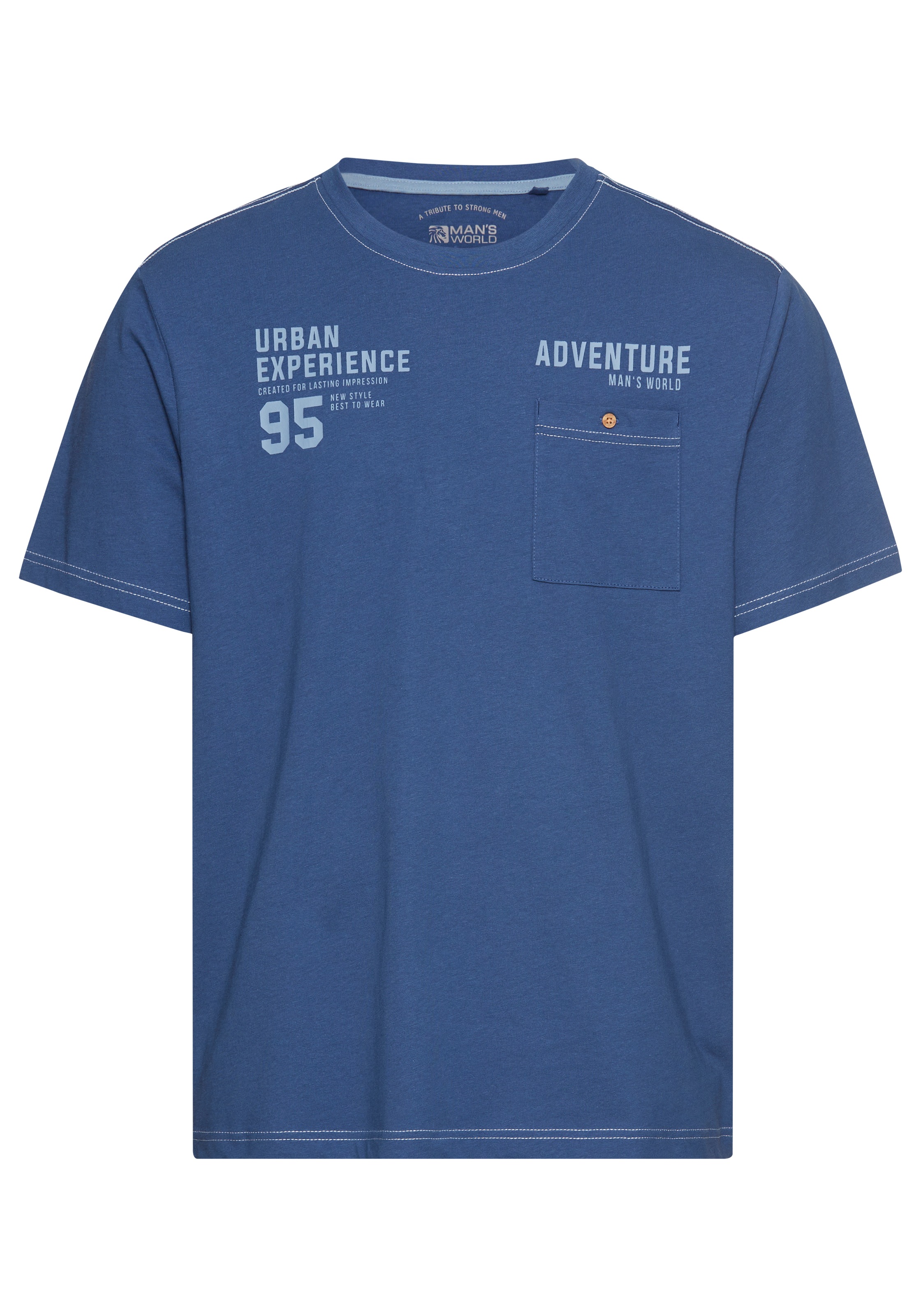 Man's World T-Shirt, mit Kontrastnähten und funktionaler Brusttasche