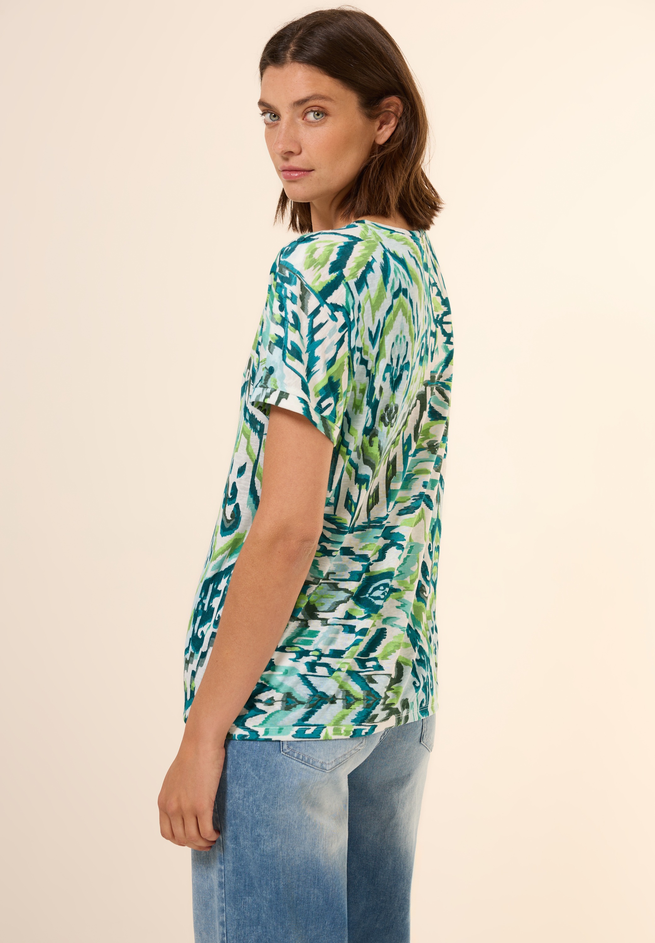 Cecil T-Shirt, mit abgerundetem V-Ausschnitt