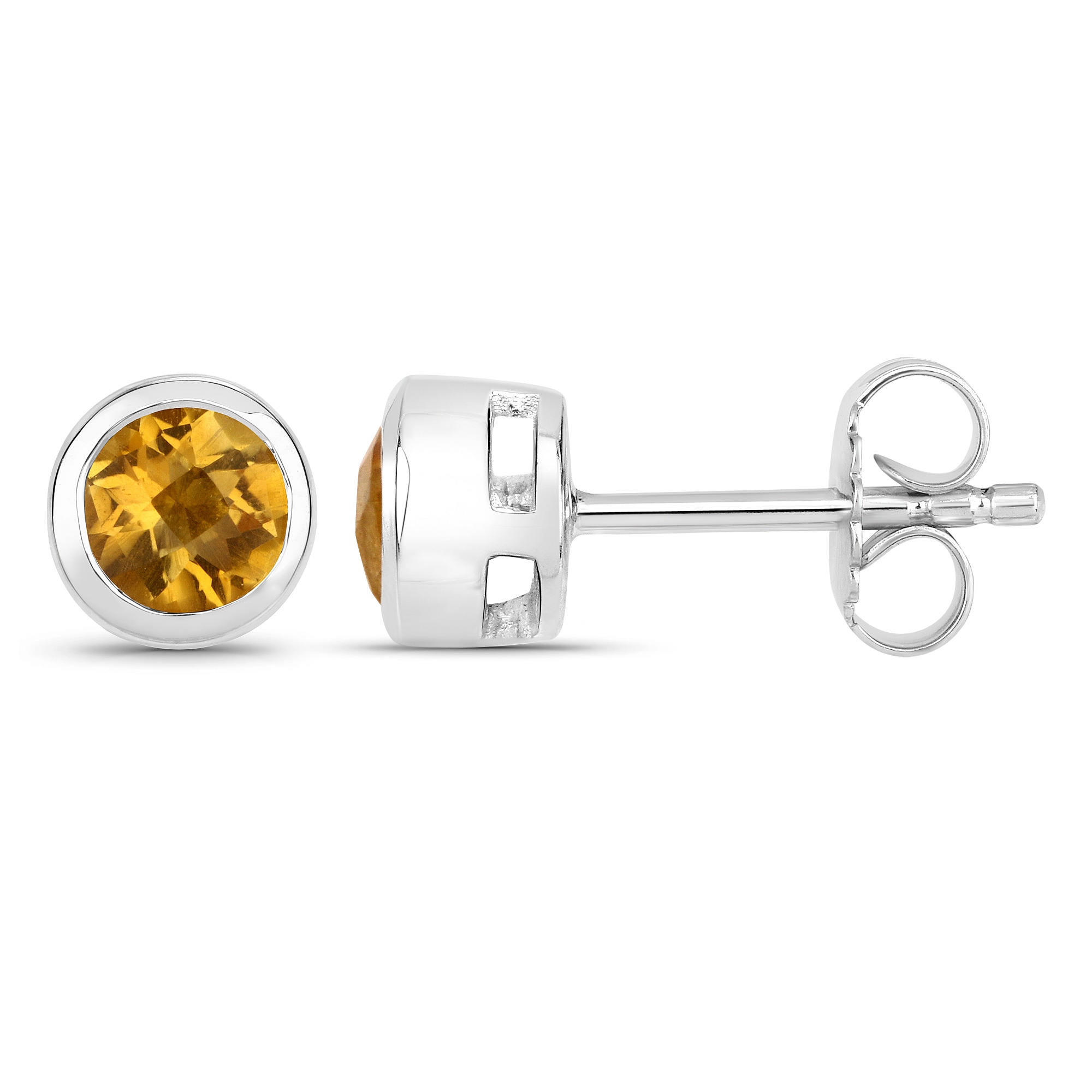 Vira Jewels Paar Ohrstecker »925-Sterling Silber rhodiniert glänzend Citrin orange rund«