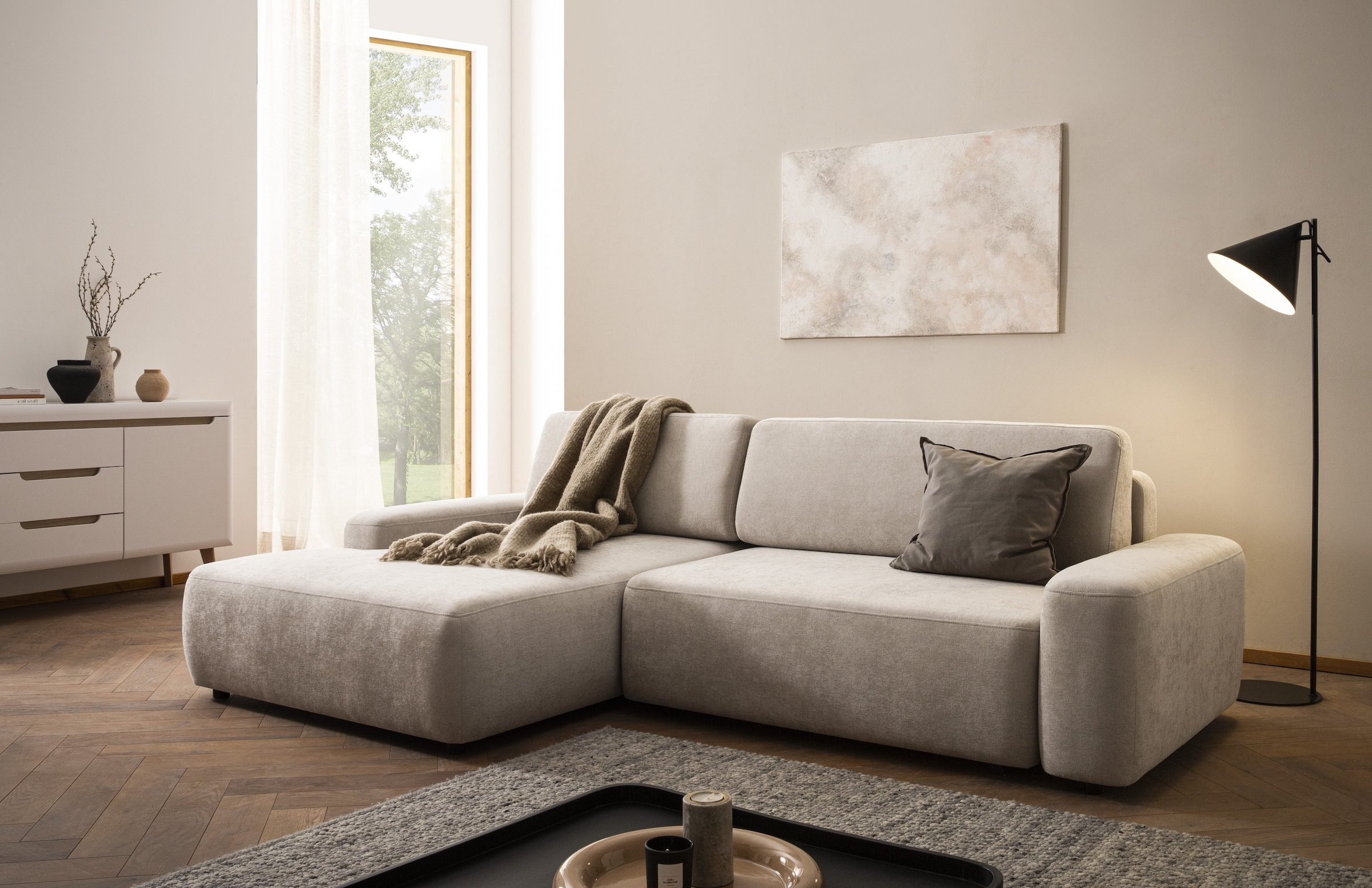 Home affaire Ecksofa "TORGE (264cm), Schlafsofa in Cord, Samtvelours o Stru günstig online kaufen