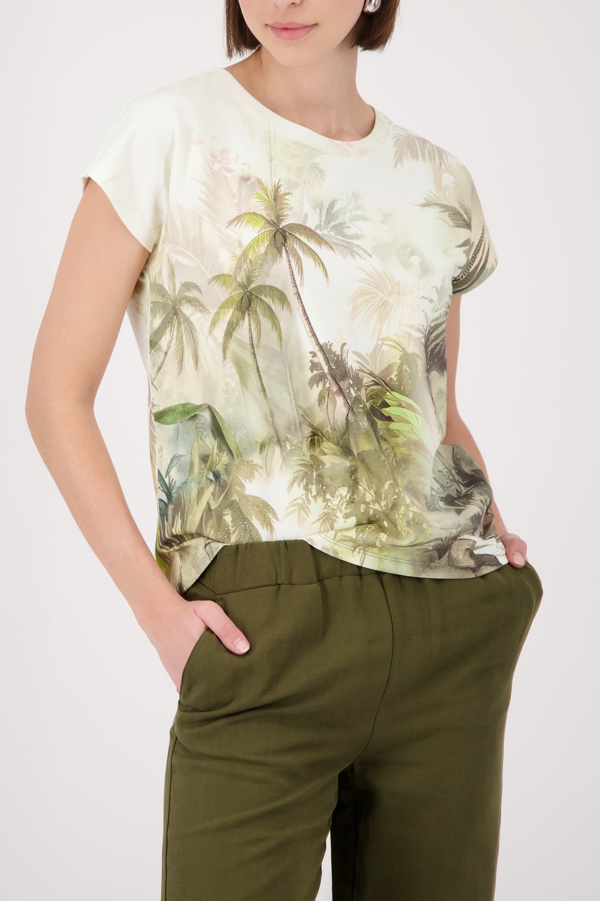 Monari T-Shirt "Shirt Tropical Allover" Regular fit mit tropischem Print