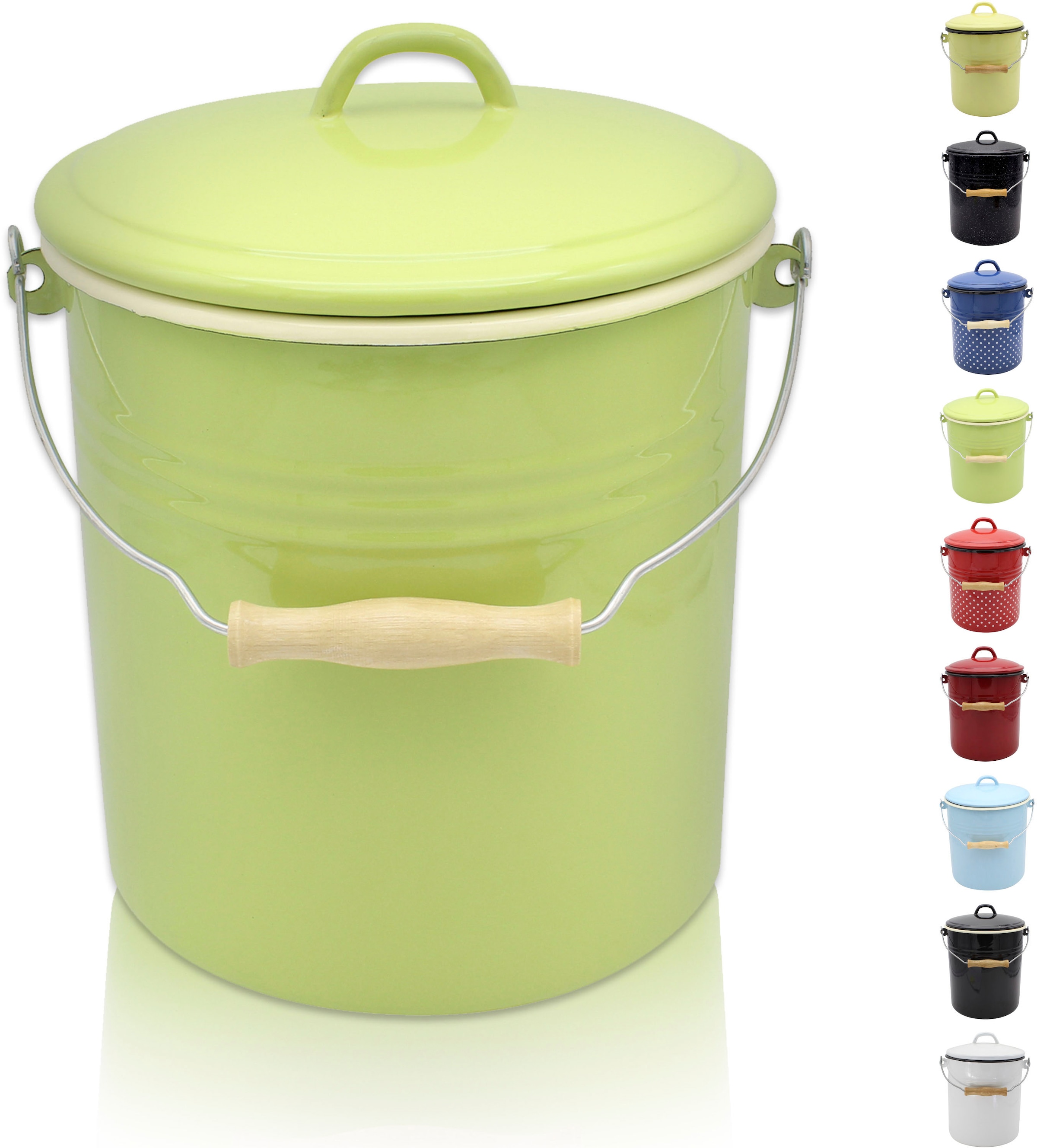 Krüger Mülleimer "Emaille-Eimer mit Deckel Serie Rio" schnitt- / kratzfeste günstig online kaufen