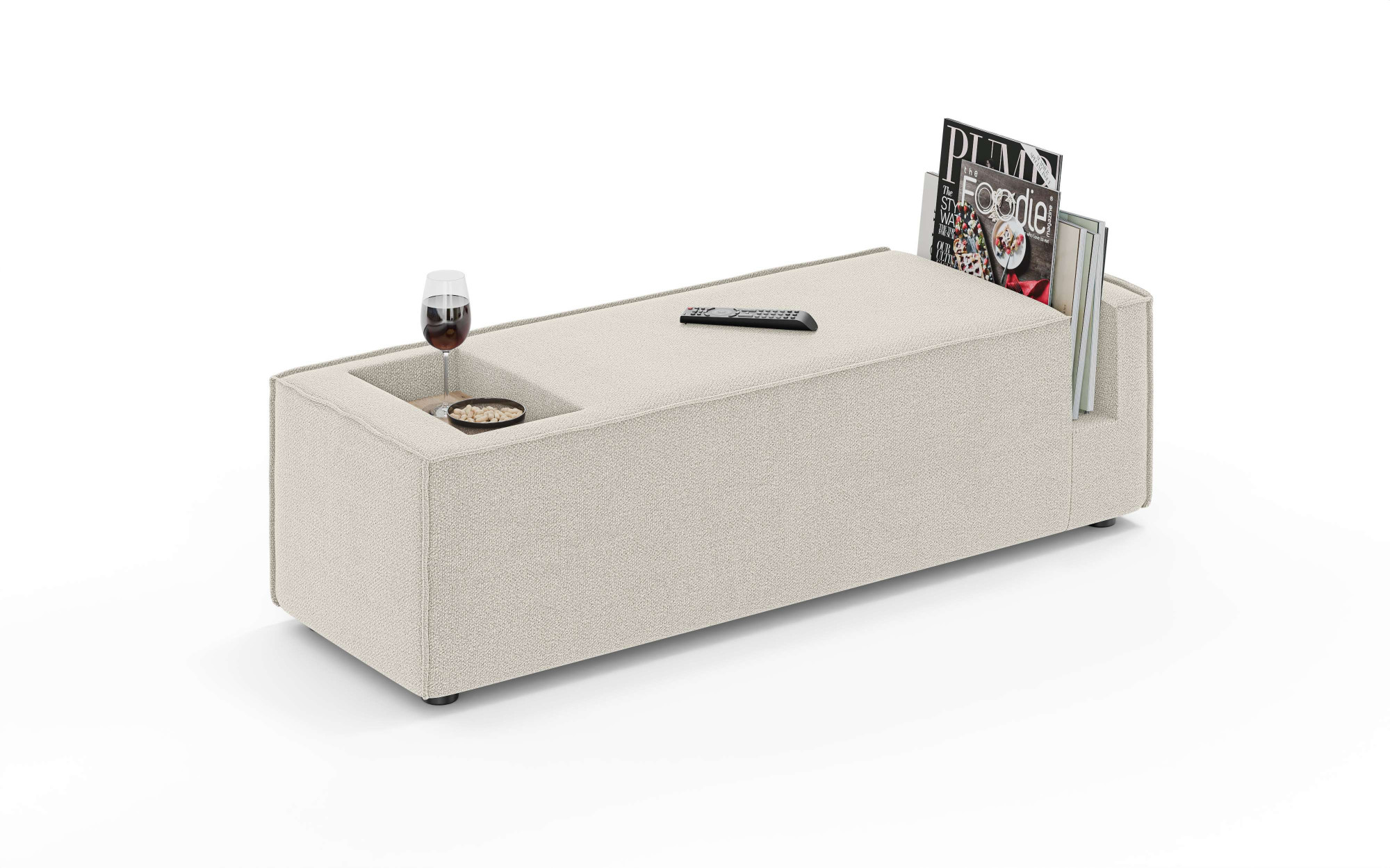 Sofaelement OTTO HOME, B:45cm H:37cm T:130cm, beige, 100% Polyester, Polsterelemente, "HAILY Tisch XL für das Modulsofa, extra tief, Maße B/T/H: