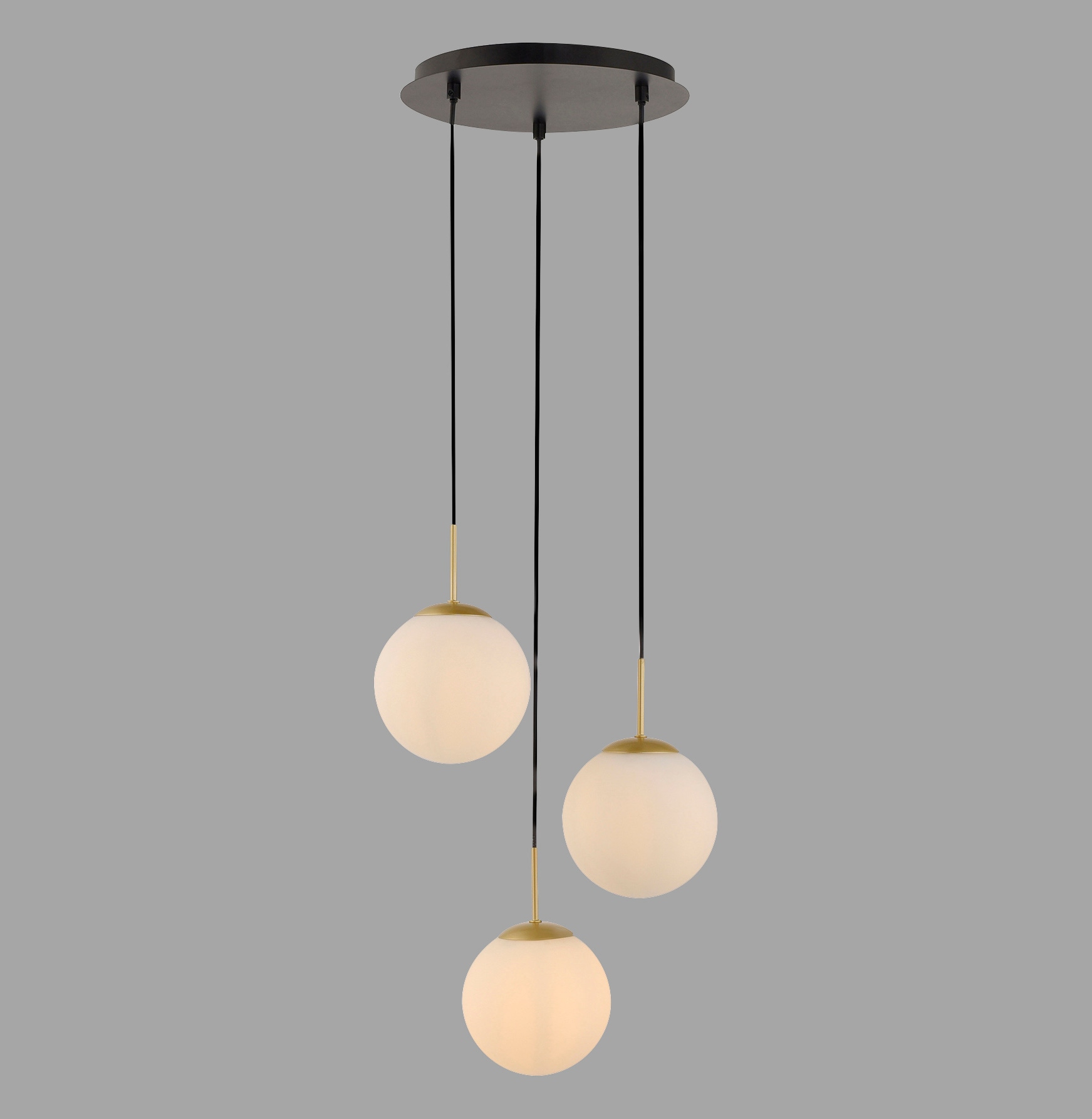 LeGer Home by Lena Gercke Pendelleuchte »Elorea - Hängelampe mit großen Glaskugeln« E14 1 Stk. opal matt weiß, schwarz gold, Pendelläge einstellbar, E14, Rondell