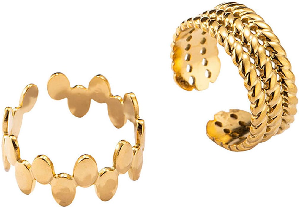 Ring-Set FIRETTI "Multipack Schmuck Geschenk Damenring", gold (gelbgoldfarben), Fingerringe, Damen, 5,3 g, Edelstahl, 8mm, Made in Germany