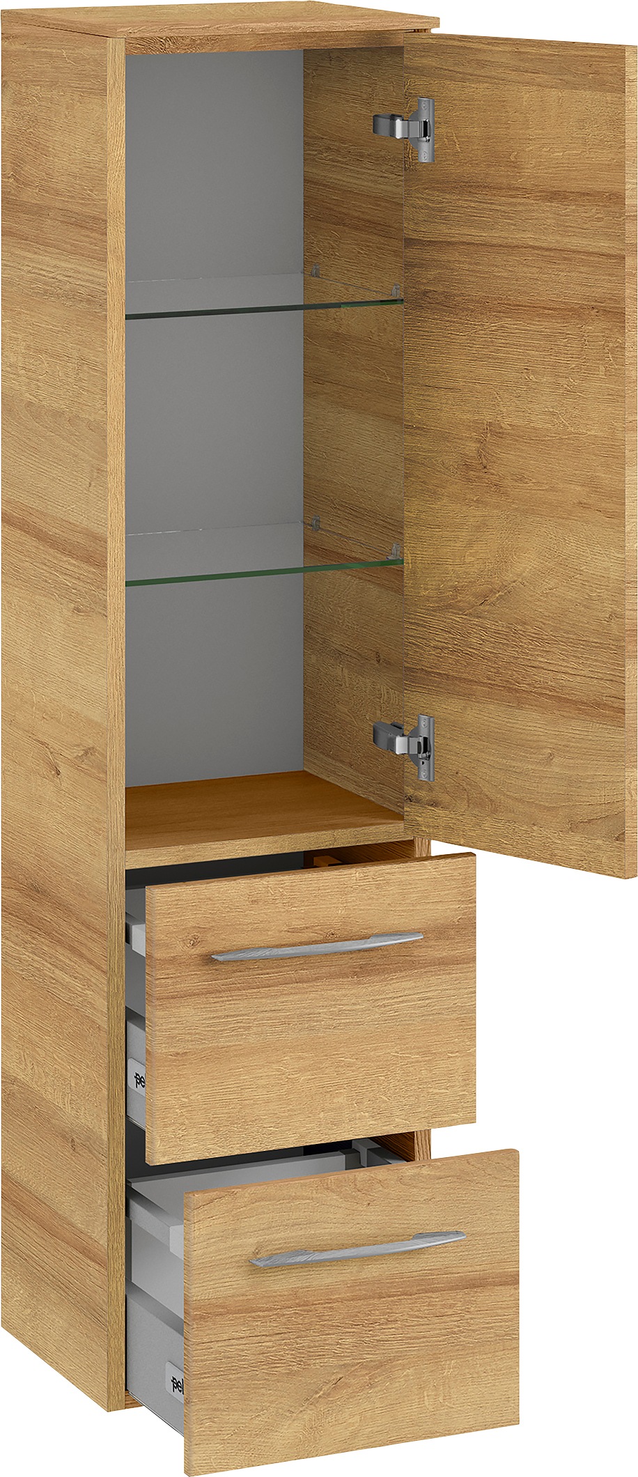 Saphir Badmöbel-Set »Cassca Sprint 3-teilig Mineralmarmor-Waschtisch mit LED-Spiegelschrank«, (4 St.), Midischrank, inkl. Türdämpfer, 4 Türen, 4 Schubladen
