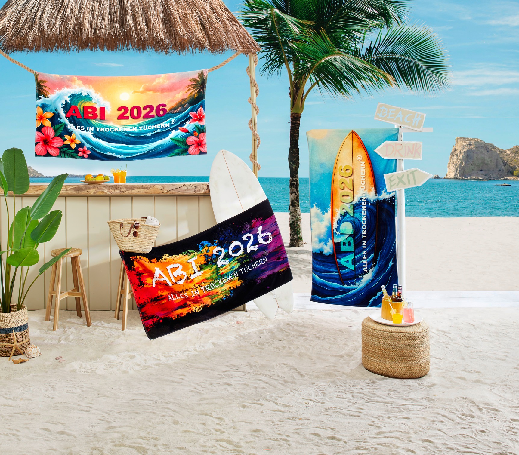 Egeria Strandtuch "ABI 2026" 75x150 cm, "ABI 2026-Alles in trockenen Tücher günstig online kaufen