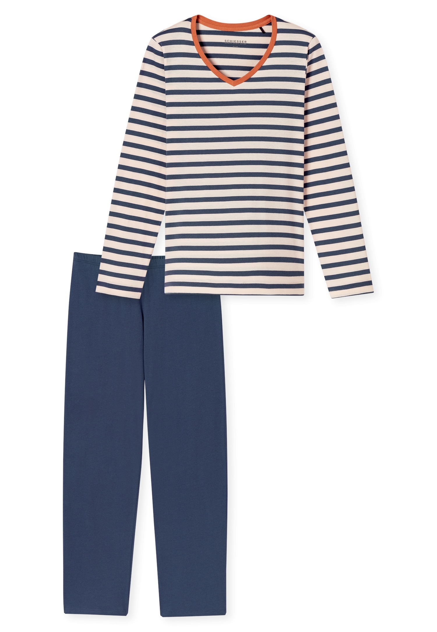 Schiesser Schlafanzug "Casual Essentials", (2 tlg.), Baumwolle, V-Ausschnit günstig online kaufen