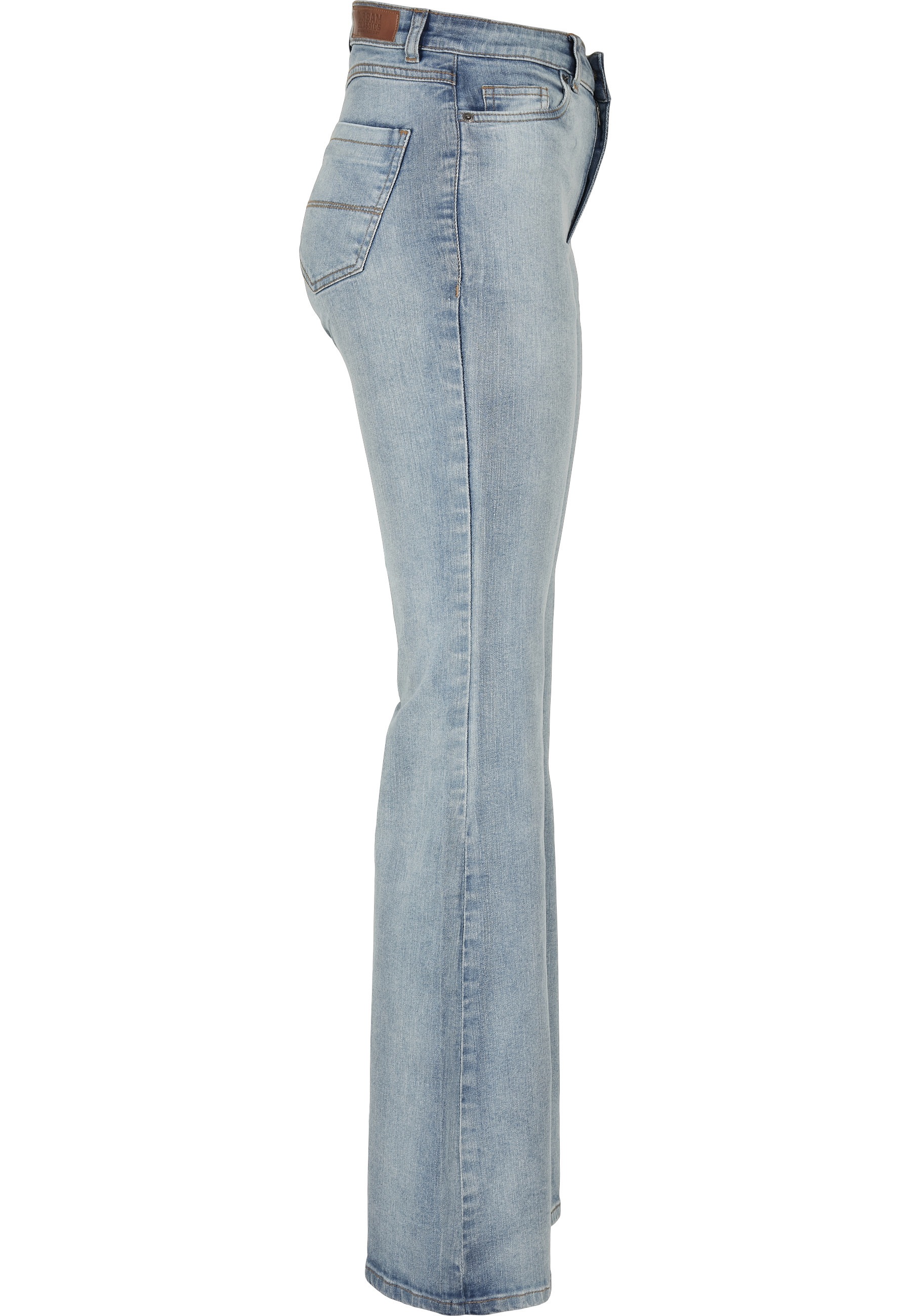 URBAN CLASSICS Bequeme Jeans »Urban Classics Damen Ladies High Waist Flared Denim Pants« 1 Stk.