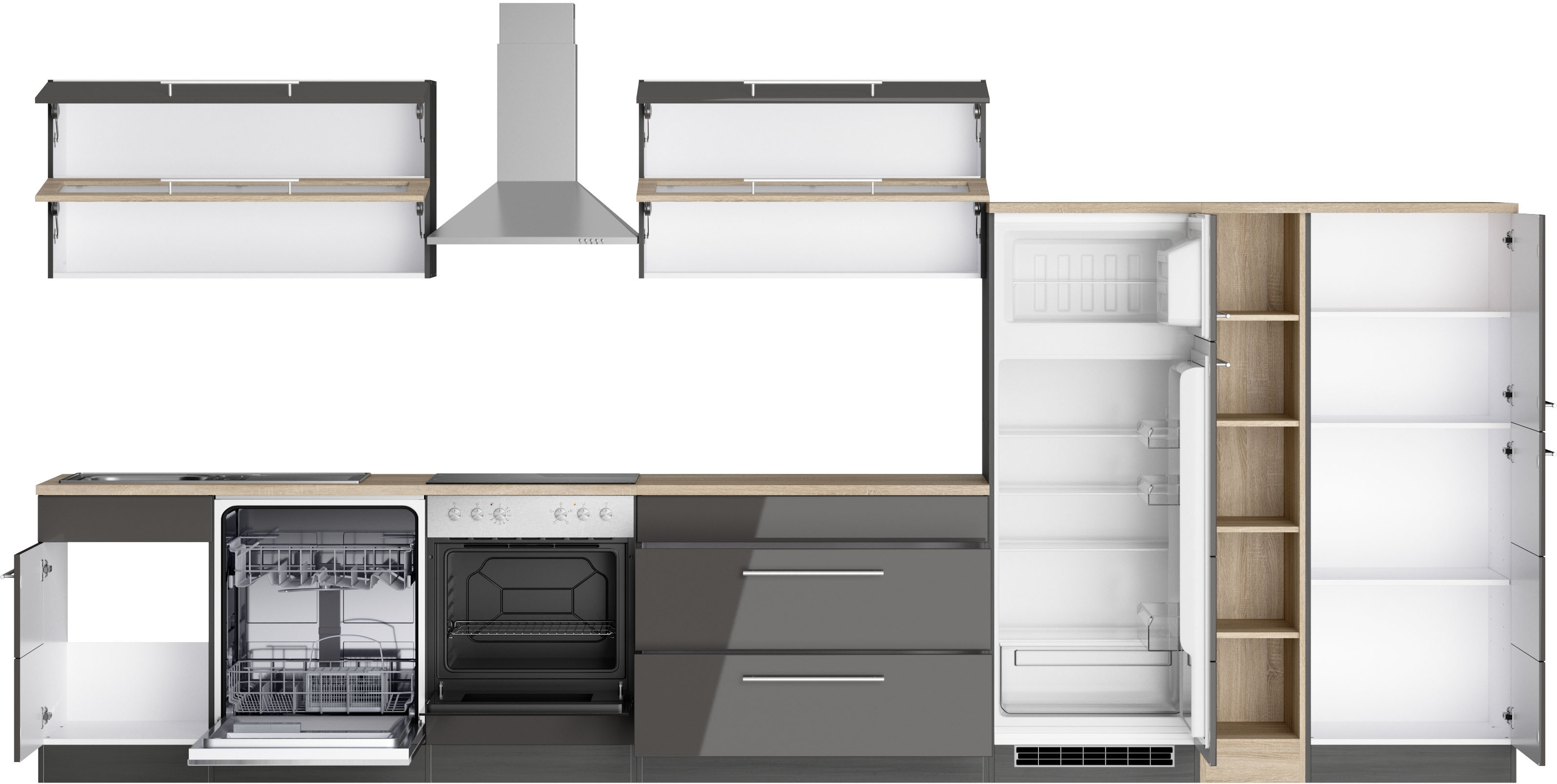 KOCHSTATION "KS-Wien" Breite 420 cm, wahlweise mit E-Geräten