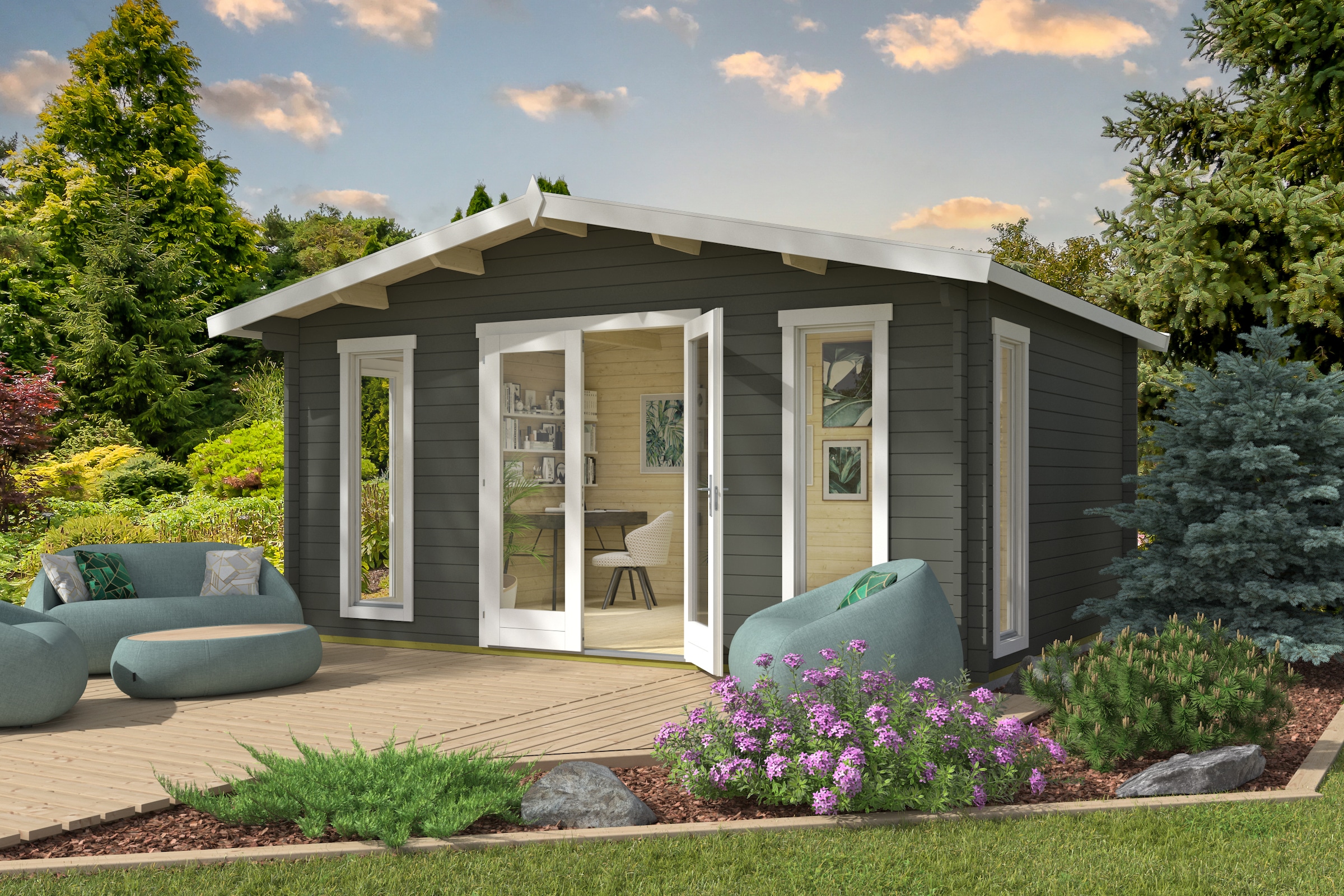 Nordic Holz Gartenhaus "ELGIN 44 SET" günstig online kaufen