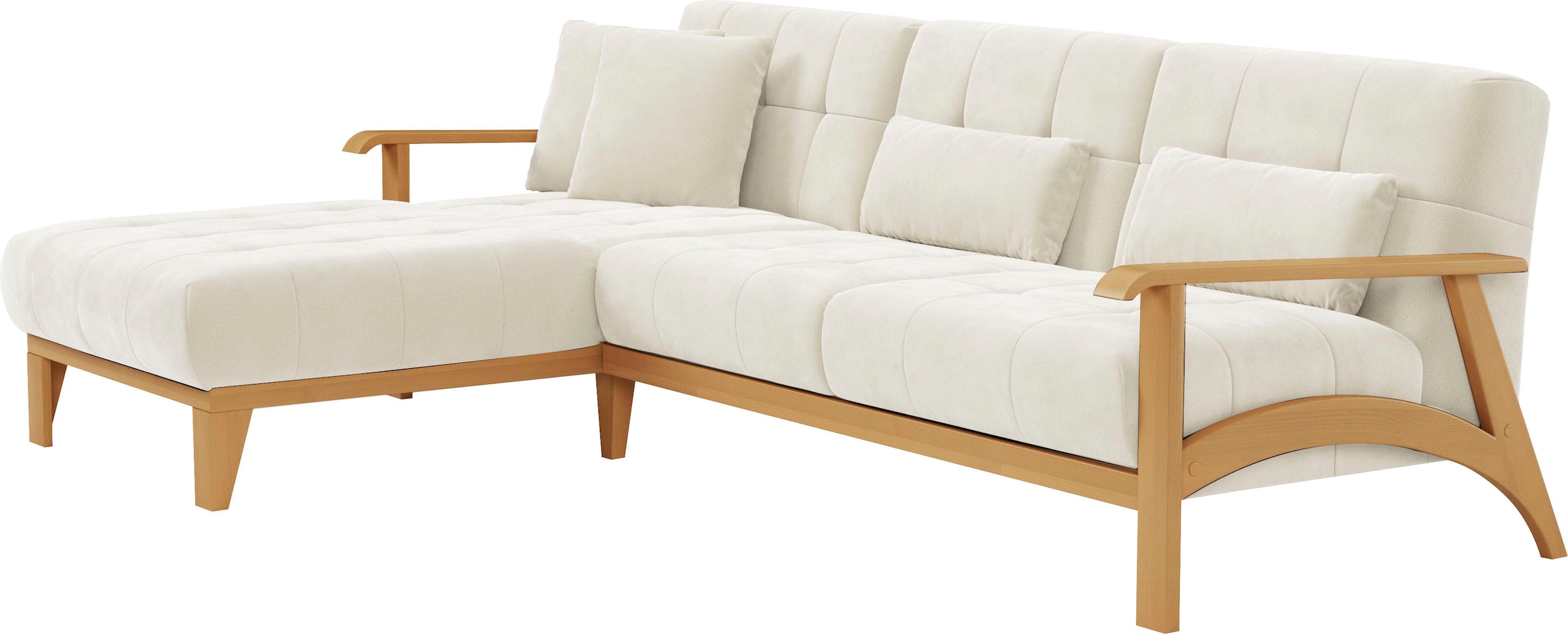 sit&more Ecksofa »Billund L-Form« Armlehnen aus eichefarbigem Buchenholz, verschiedene Bezüge und Farben