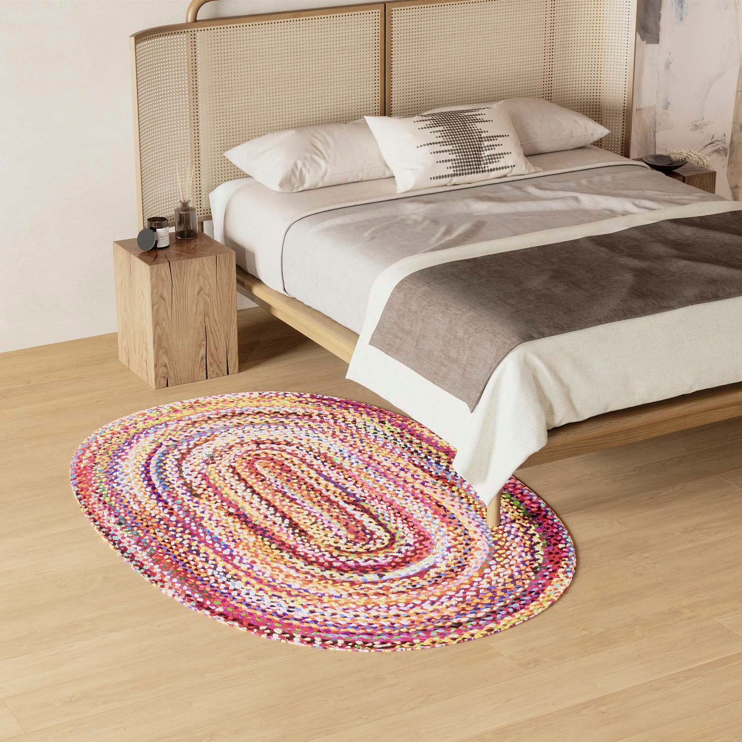 morgenland Teppich »Indigo Stripy«, oval, 7 mm Höhe, beidseitig verwendbar, Baumwolle