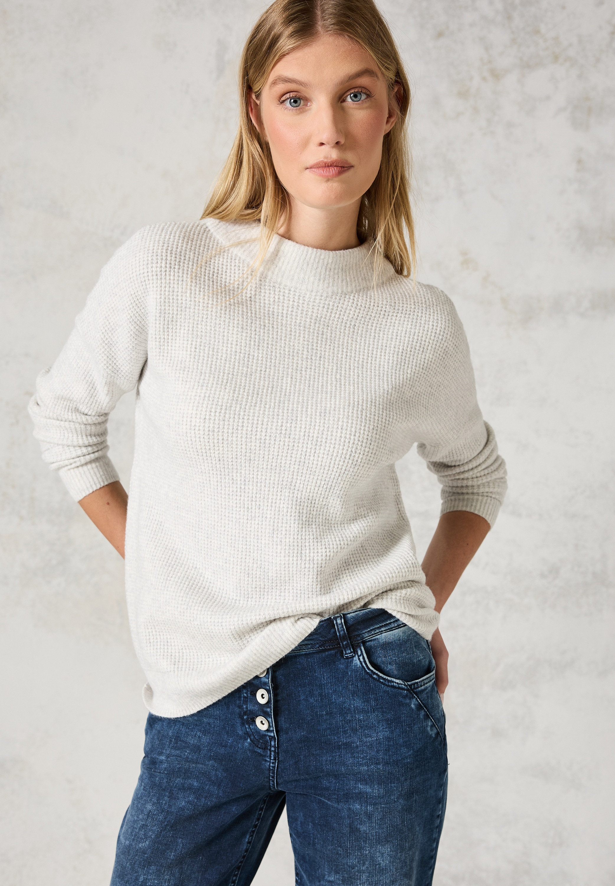 Cecil Strickpullover, mit Stehkragen und Struktur-Muster günstig online kaufen